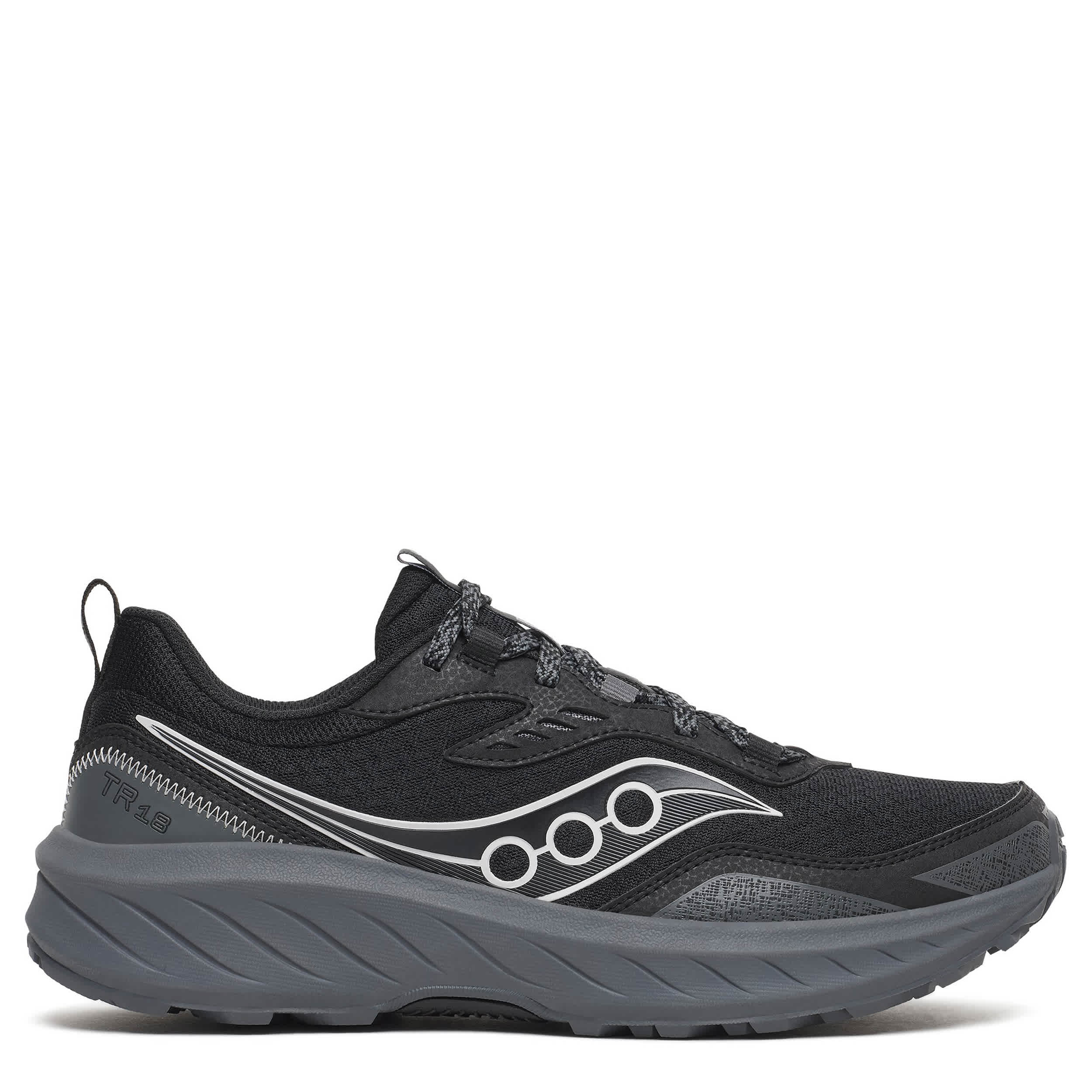 SAUCONY-MENS EXCURSION TR 18 TRAIL SHOE-BLACK & GREY