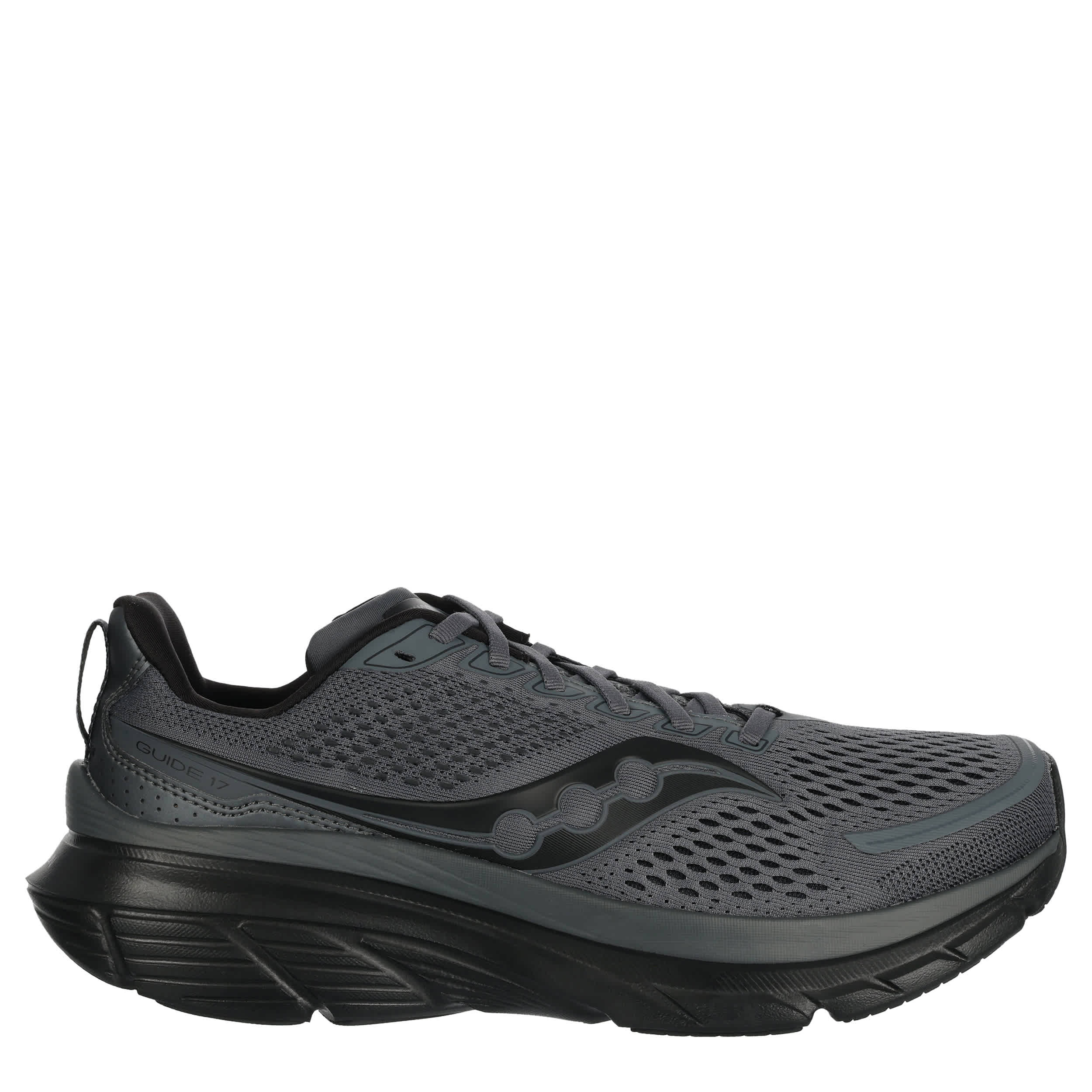 SAUCONY-MENS GUIDE 17 RUNNING SHOE-DARK GREY & BLACK