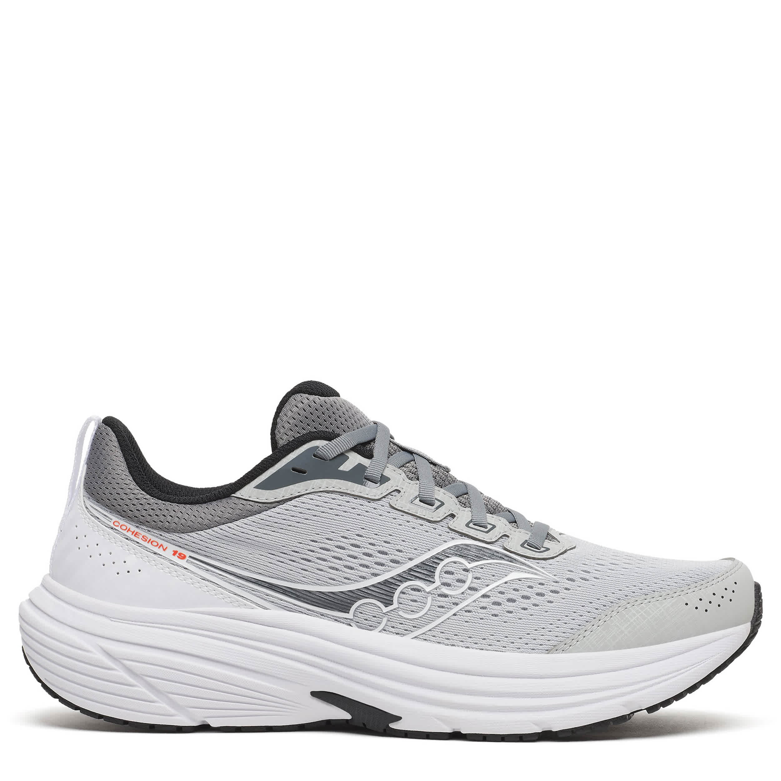 SAUCONY-MENS COHESION 19 RUNNING SHOE-GREY & WHITE