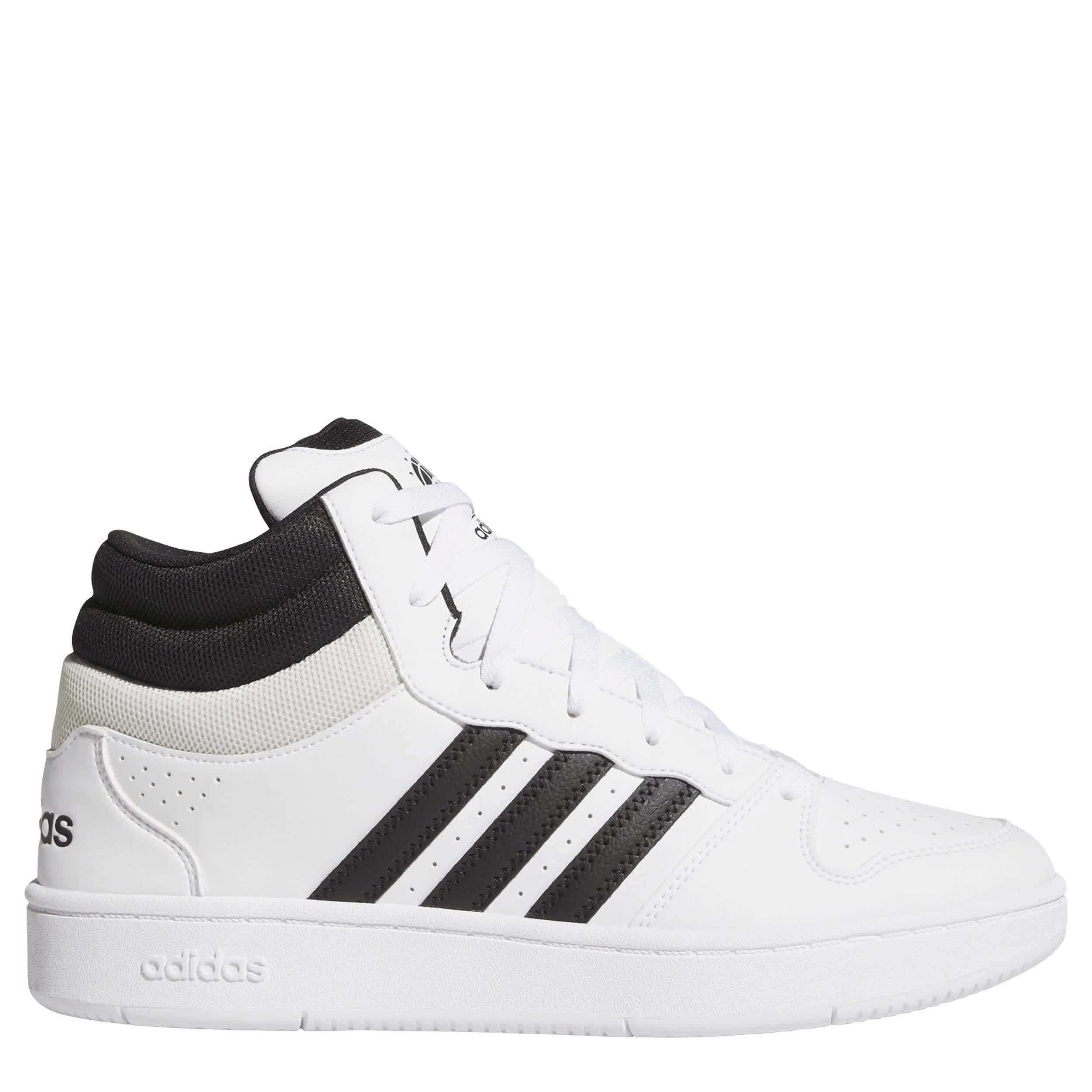 ADIDAS-MENS HOOPS MID SNEAKER-WHITE & BLACK