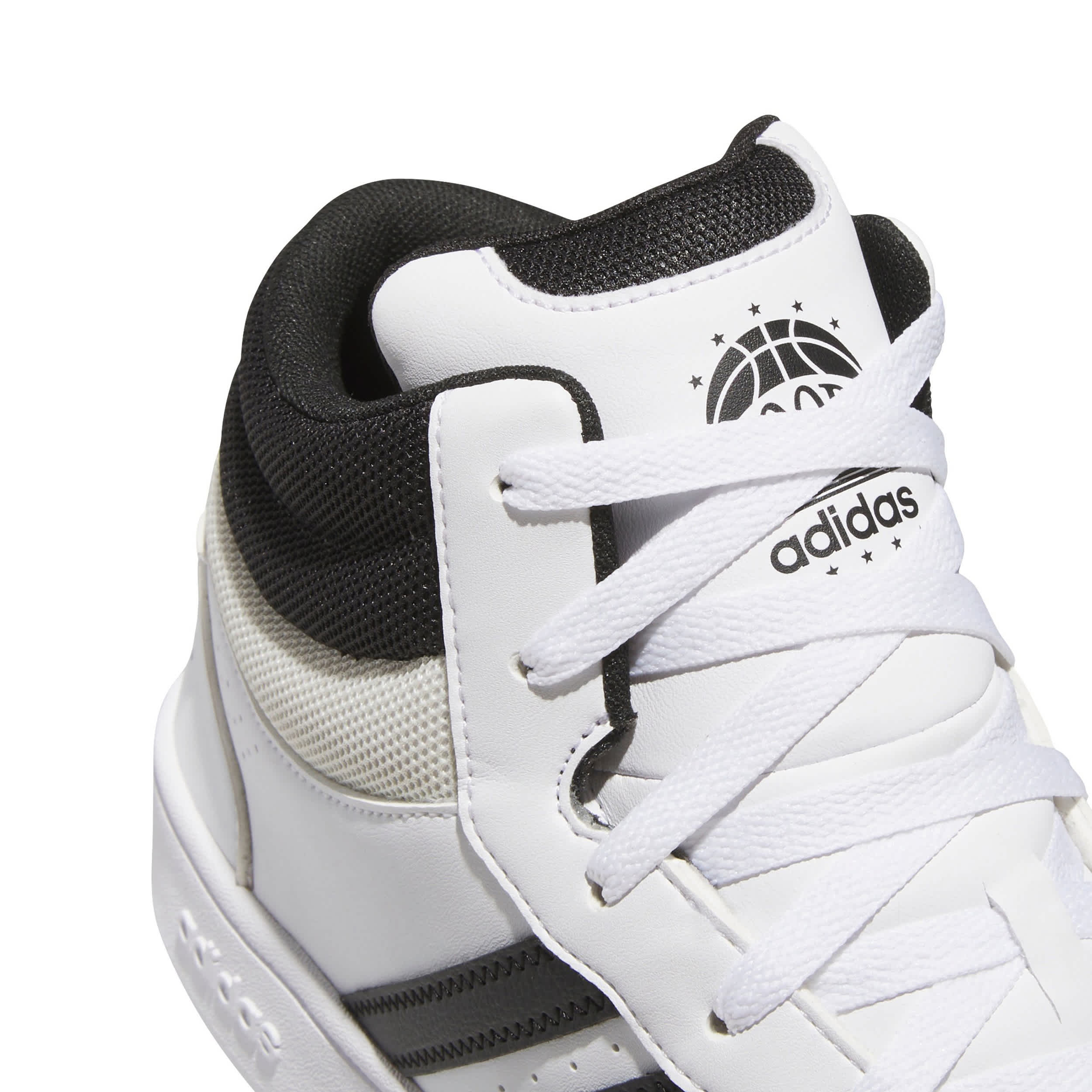 ADIDAS-MENS HOOPS MID SNEAKER-WHITE & BLACK