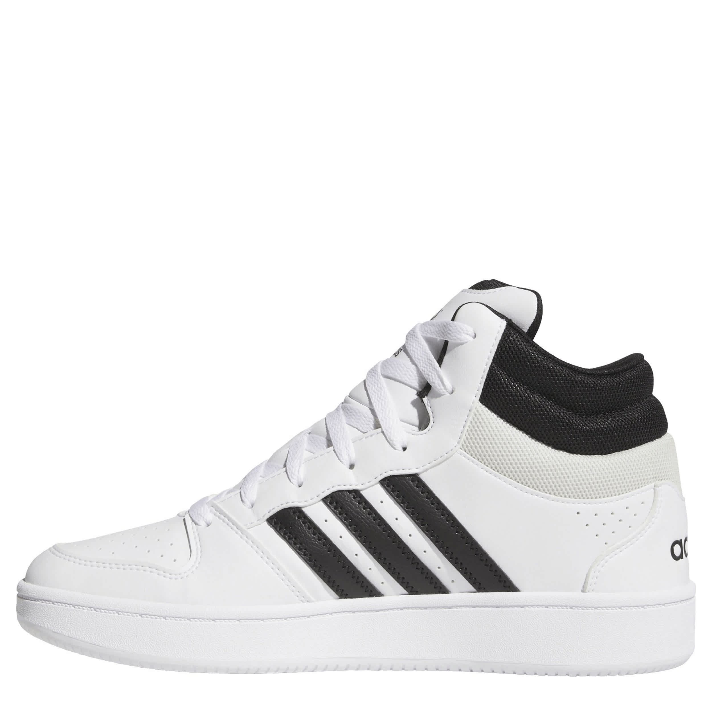 ADIDAS-MENS HOOPS MID SNEAKER-WHITE & BLACK
