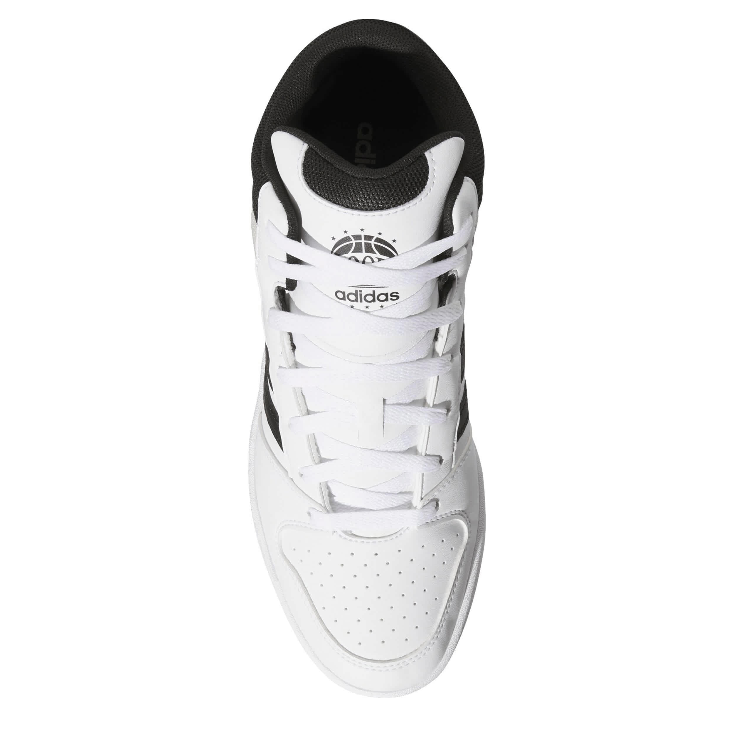 ADIDAS-MENS HOOPS MID SNEAKER-WHITE & BLACK