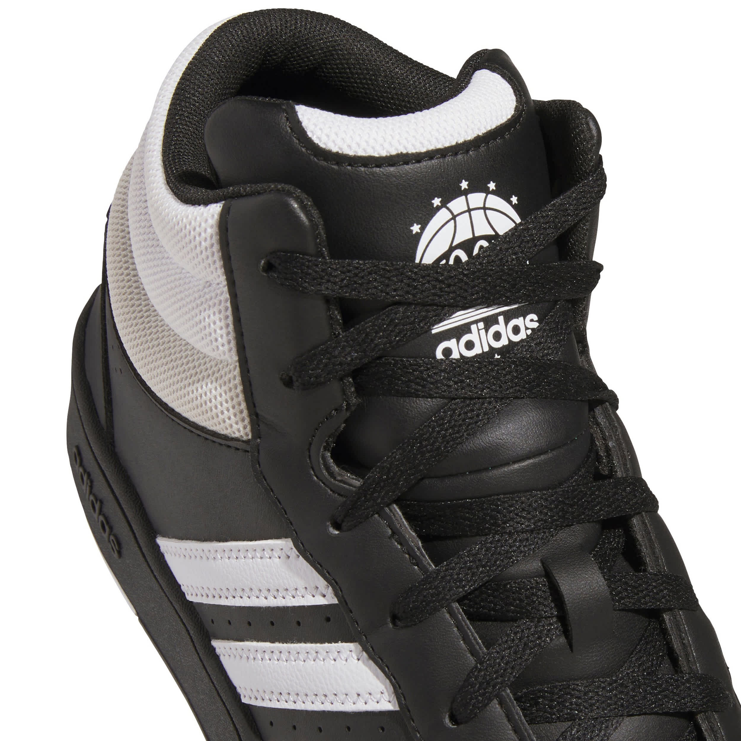 ADIDAS-MENS HOOPS MID SNEAKER-BLACK & WHITE