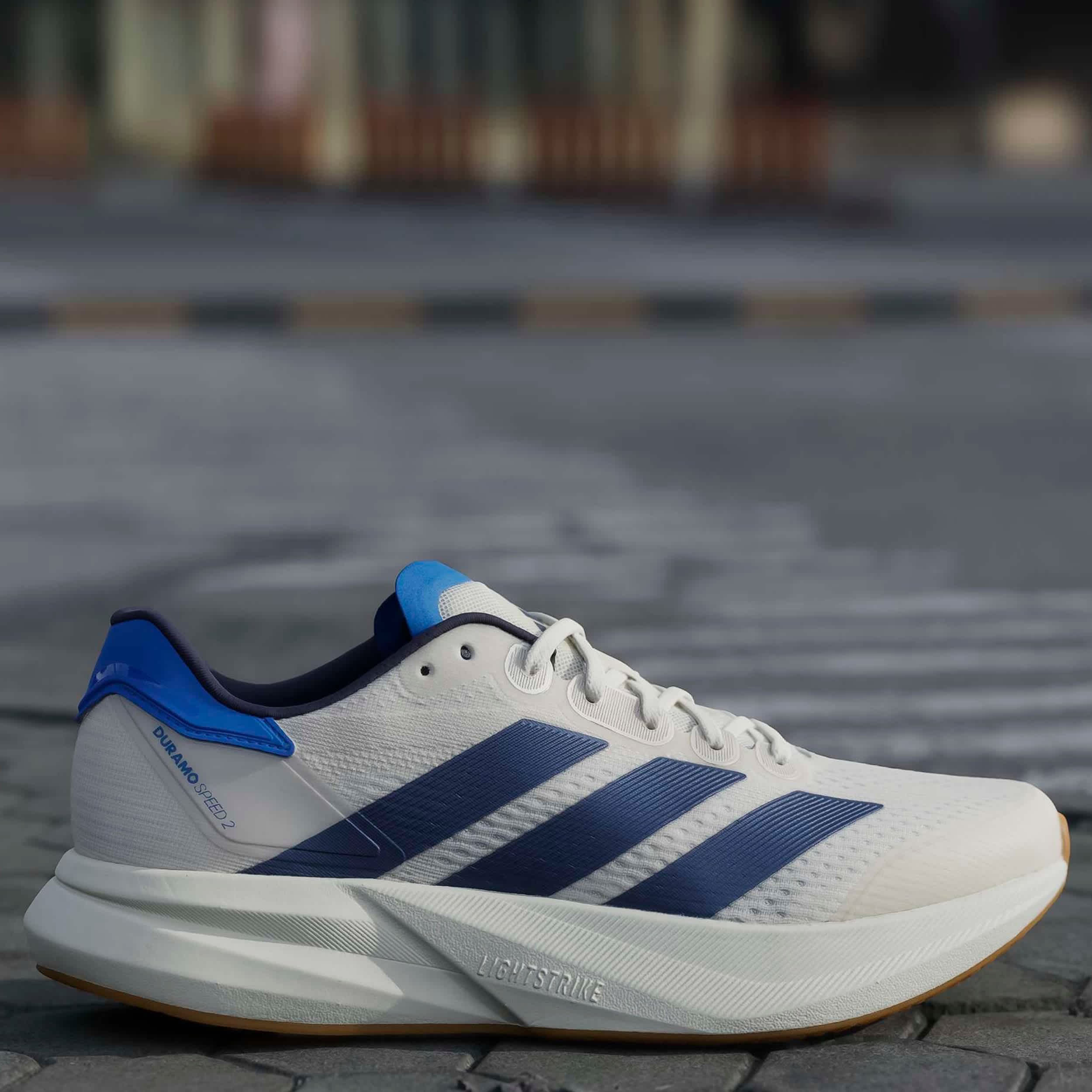 ADIDAS-MENS DURAMO SPEED 2 RUNNING SHOE-WHITE & NAVY