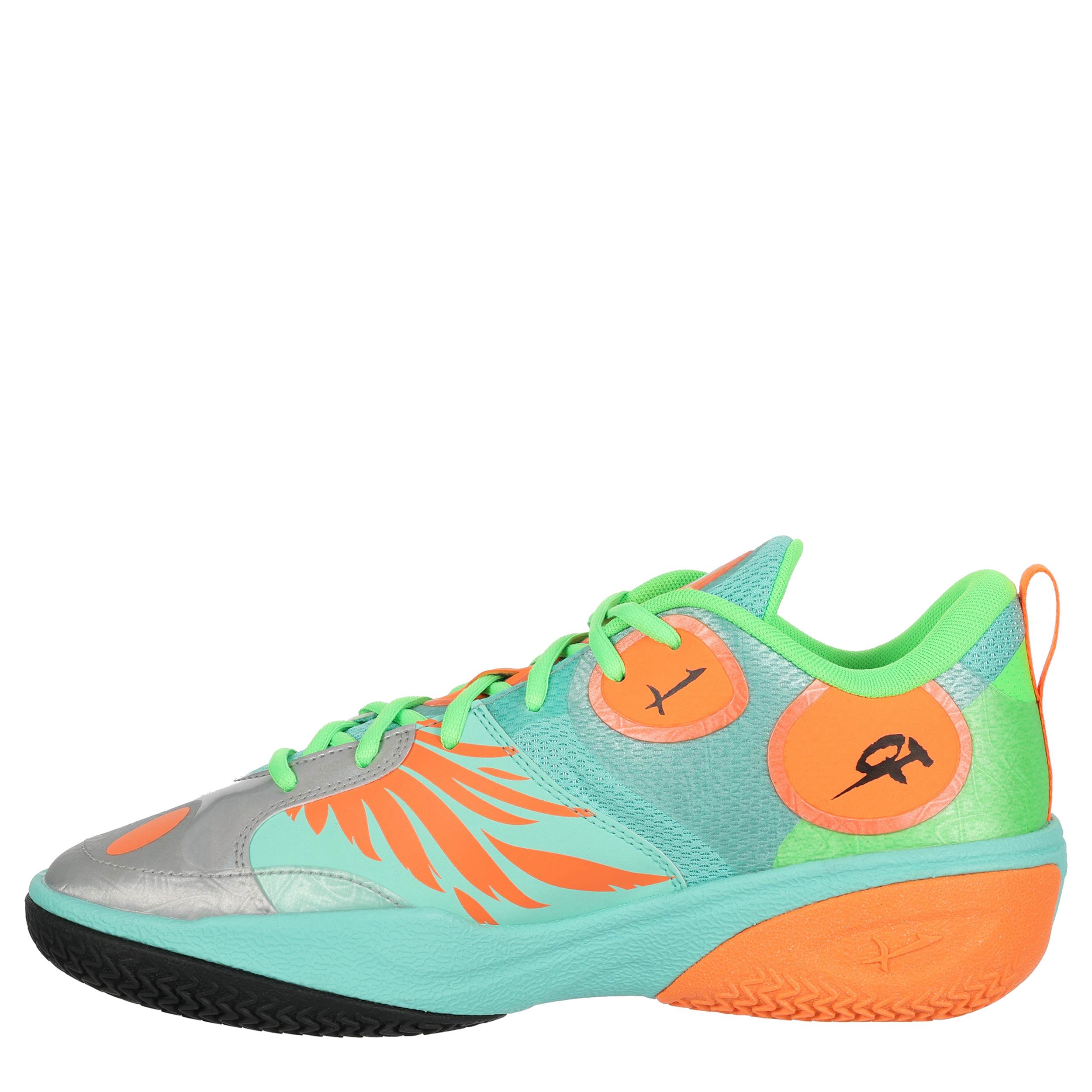 PUMA-MENS MB WORLD.01 BASKETBALL SHOE-GREEN & ORANGE
