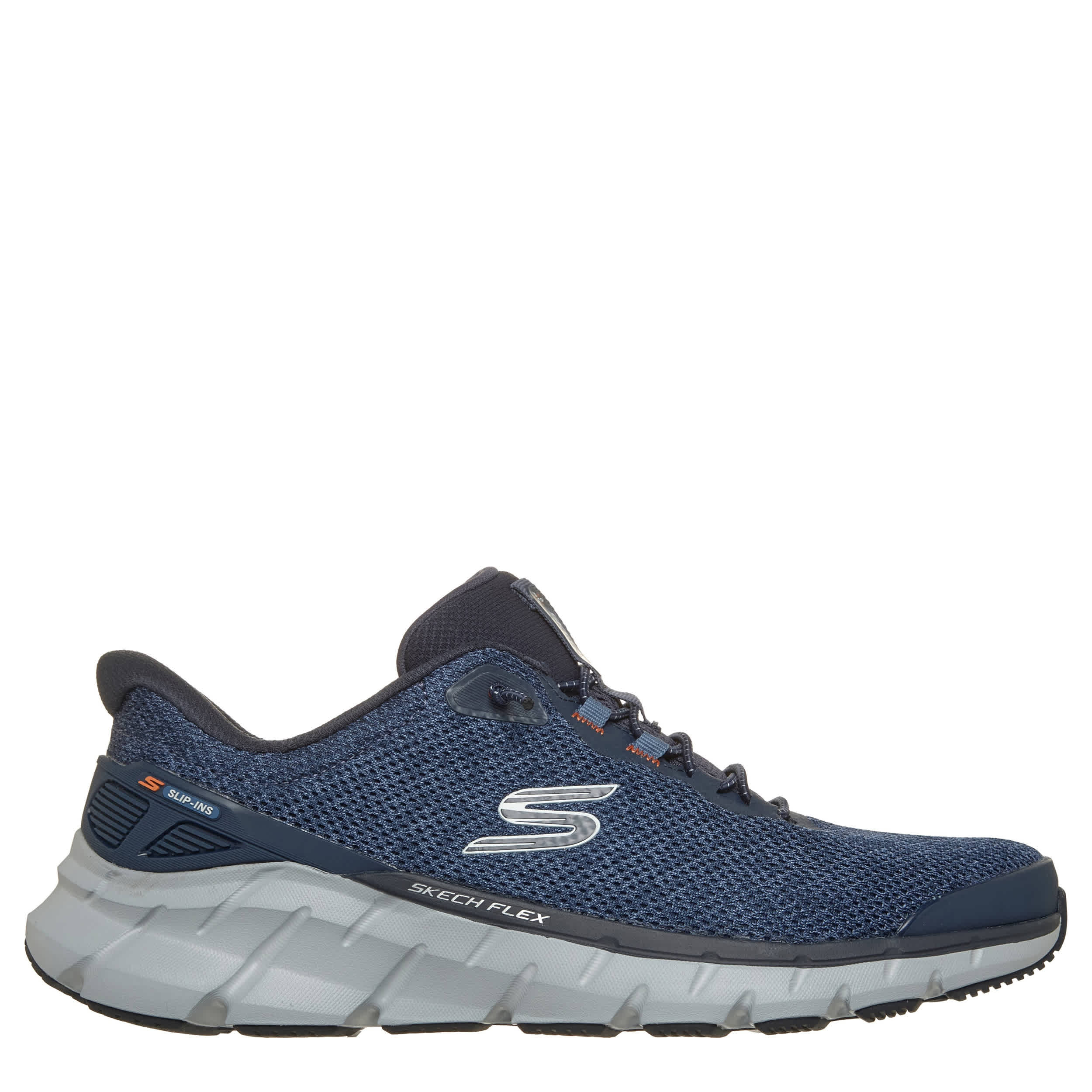 SKECHERS-MENS SLIP-INS SKECH FLEX 4.0  SNEAKER-NAVY & ORANGE