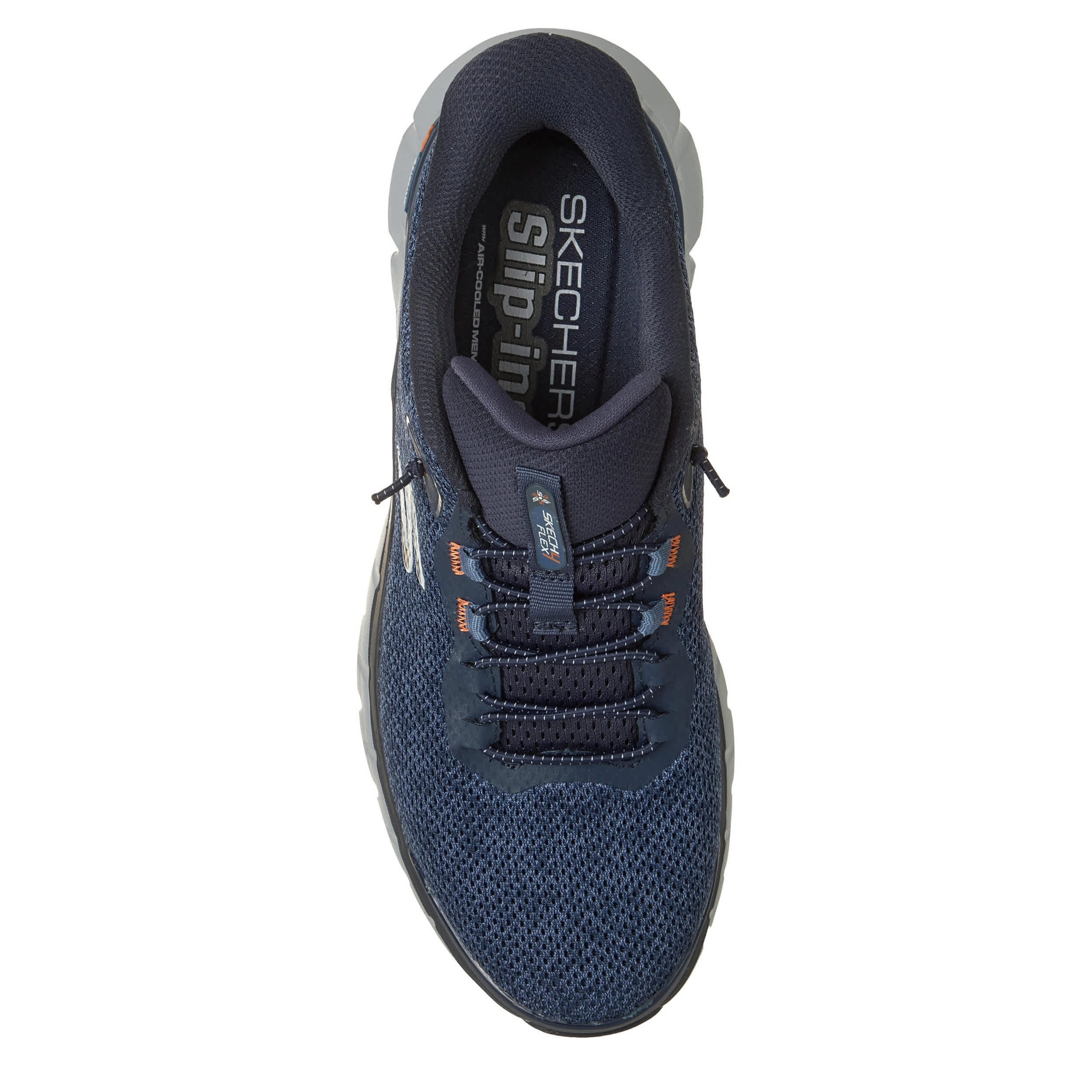 SKECHERS-MENS SLIP-INS SKECH FLEX 4.0  SNEAKER-NAVY & ORANGE