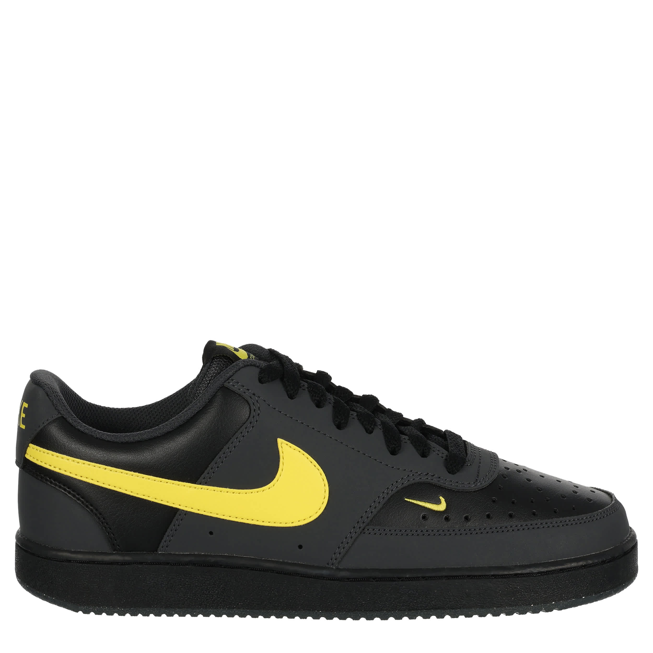 NIKE-MENS COURT VISION LOW SNEAKER-BLACK & YELLOW