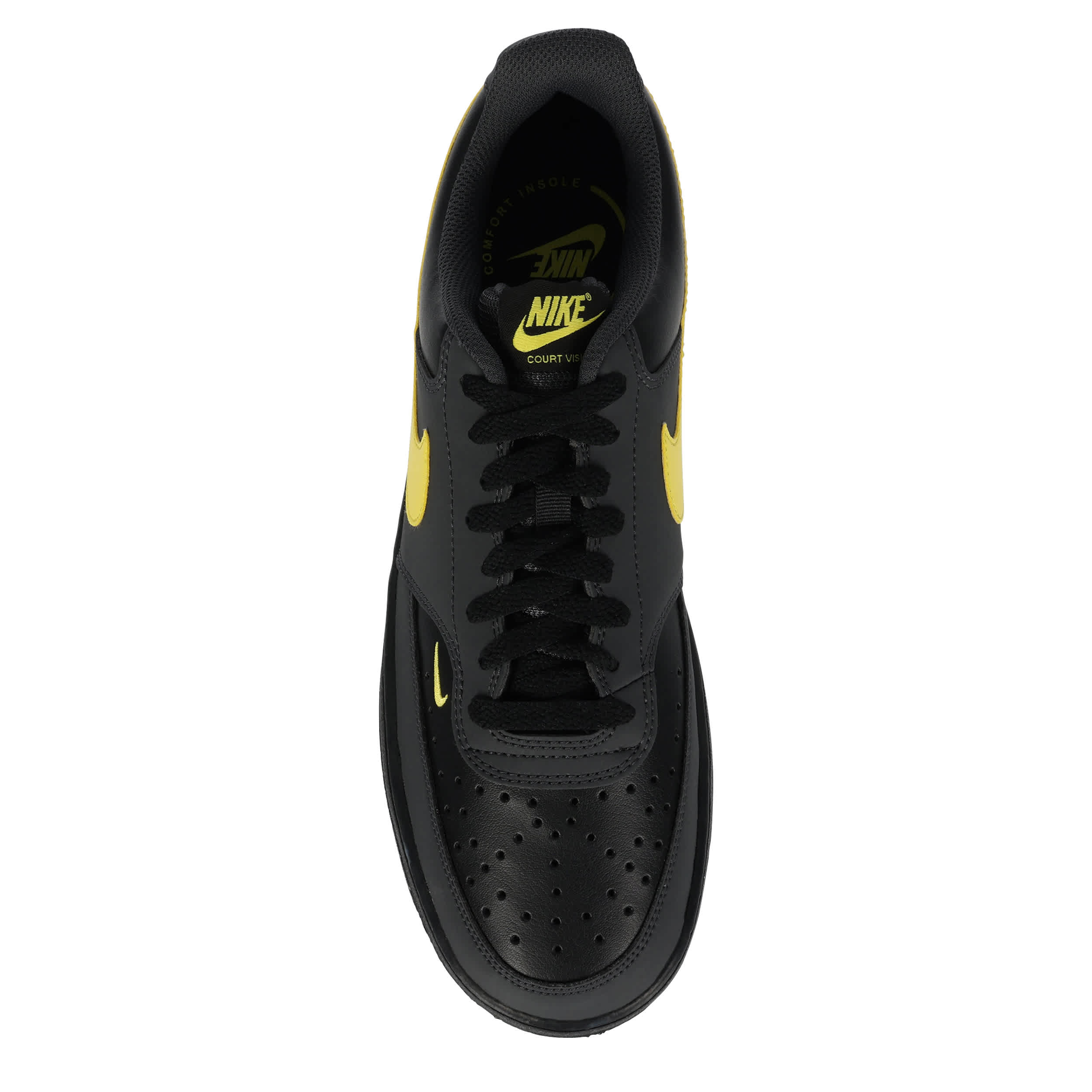 NIKE-MENS COURT VISION LOW SNEAKER-BLACK & YELLOW