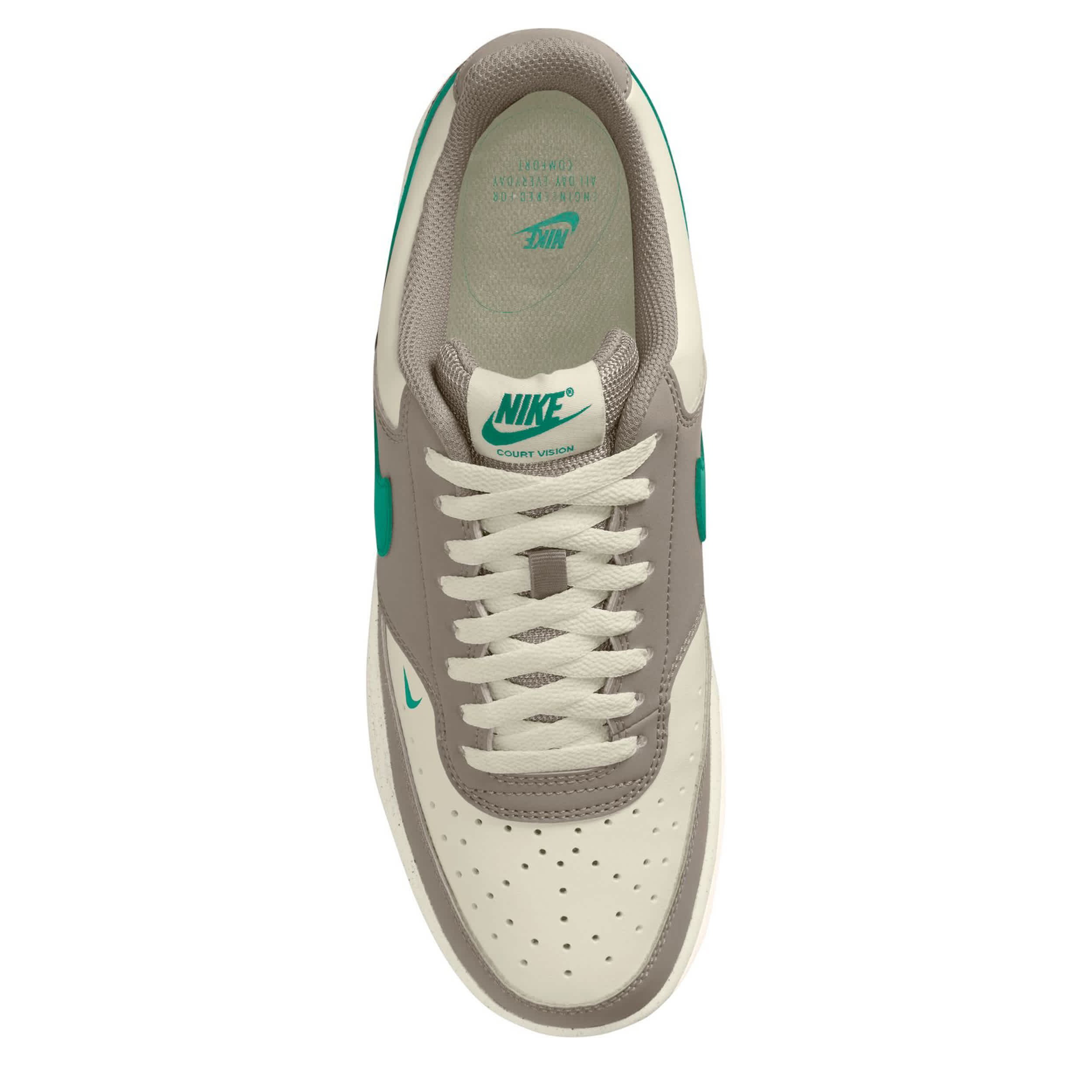 NIKE-MENS COURT VISION LOW SNEAKER-OFF WHITE & GREEN