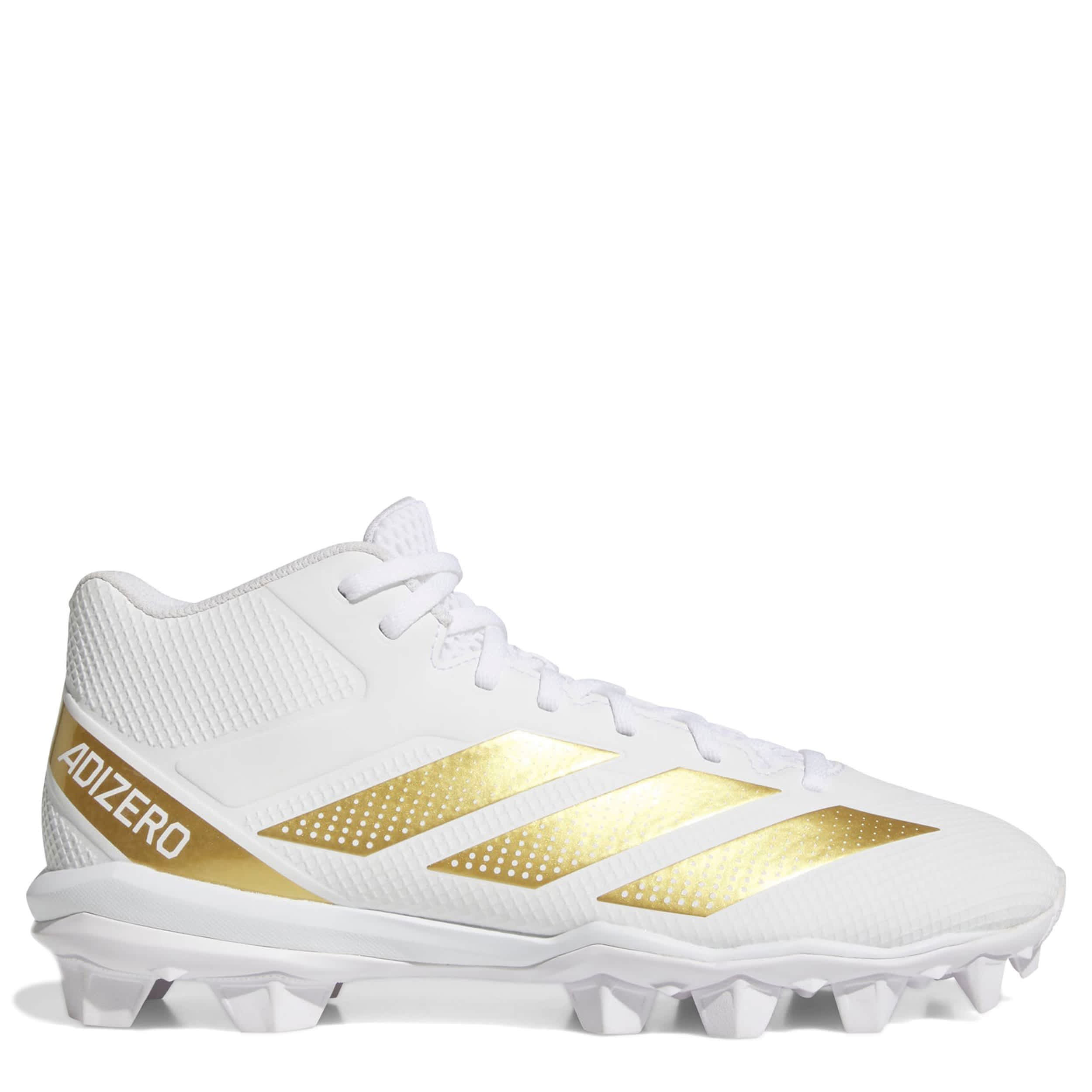 ADIDAS-UNISEX ADIZERO IMACT 2 MOLDED RUBBER CLEATS-WHITE & GOLD