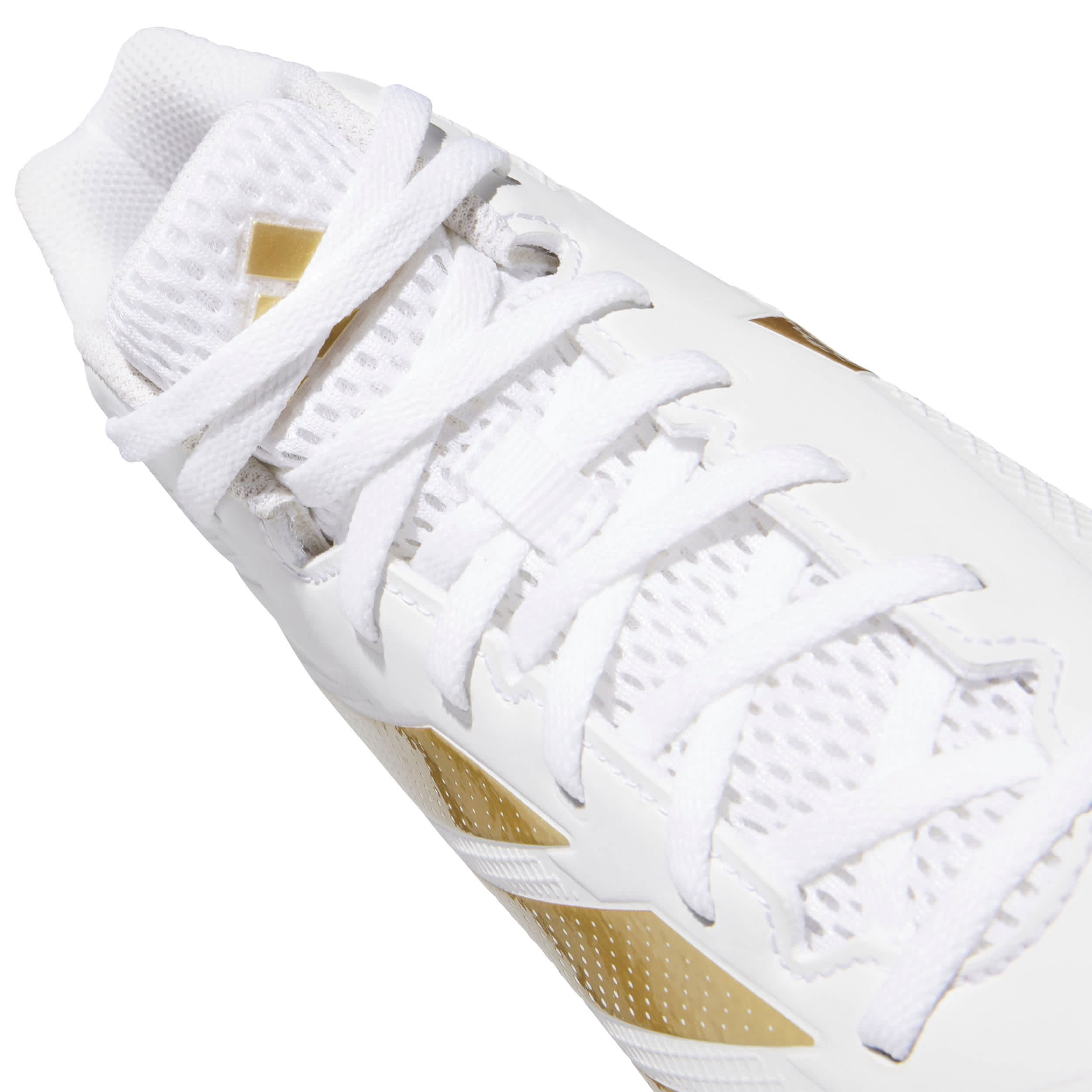 ADIDAS-UNISEX ADIZERO IMACT 2 MOLDED RUBBER CLEATS-WHITE & GOLD