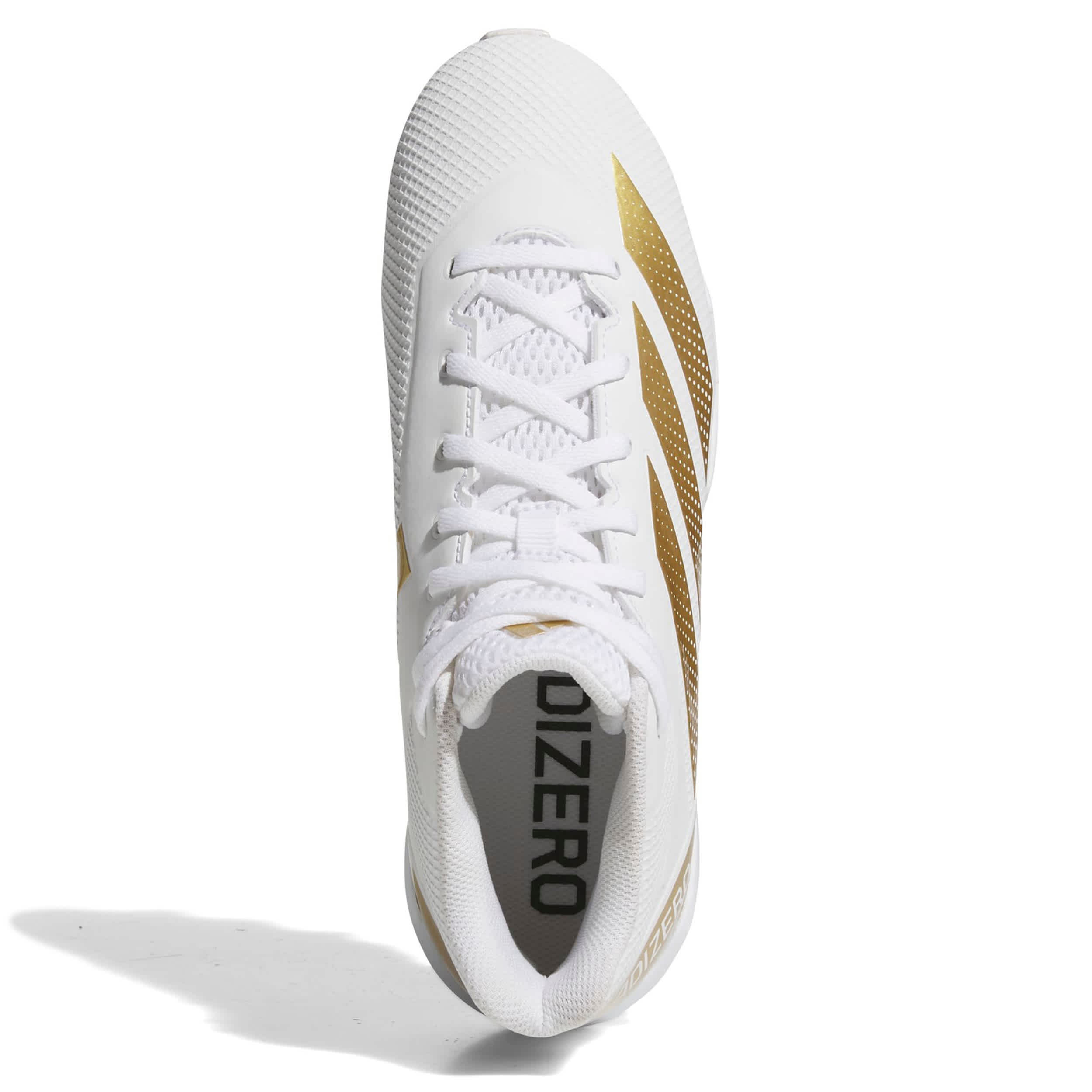 ADIDAS-UNISEX ADIZERO IMACT 2 MOLDED RUBBER CLEATS-WHITE & GOLD