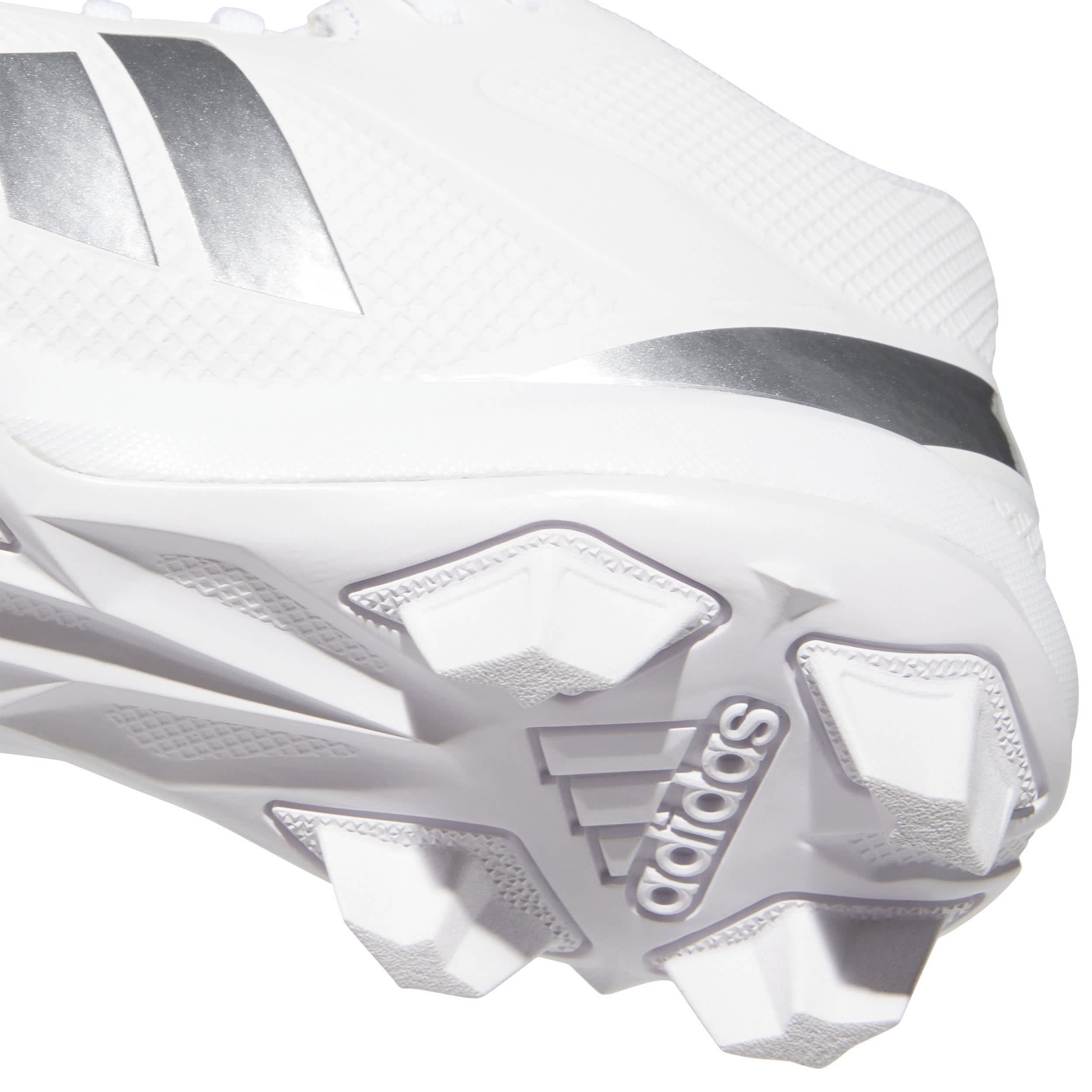 ADIDAS-UNISEX ADIZERO IMPACT.2 MOLDED RUBBER FOOTBALL CLEATS-WHITE & SILVER