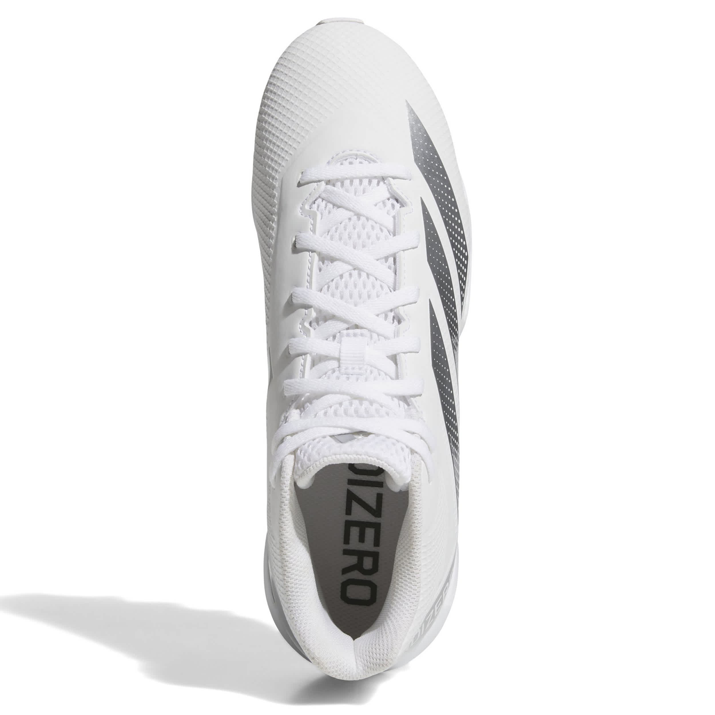 ADIDAS-UNISEX ADIZERO IMPACT.2 MOLDED RUBBER FOOTBALL CLEATS-WHITE & SILVER
