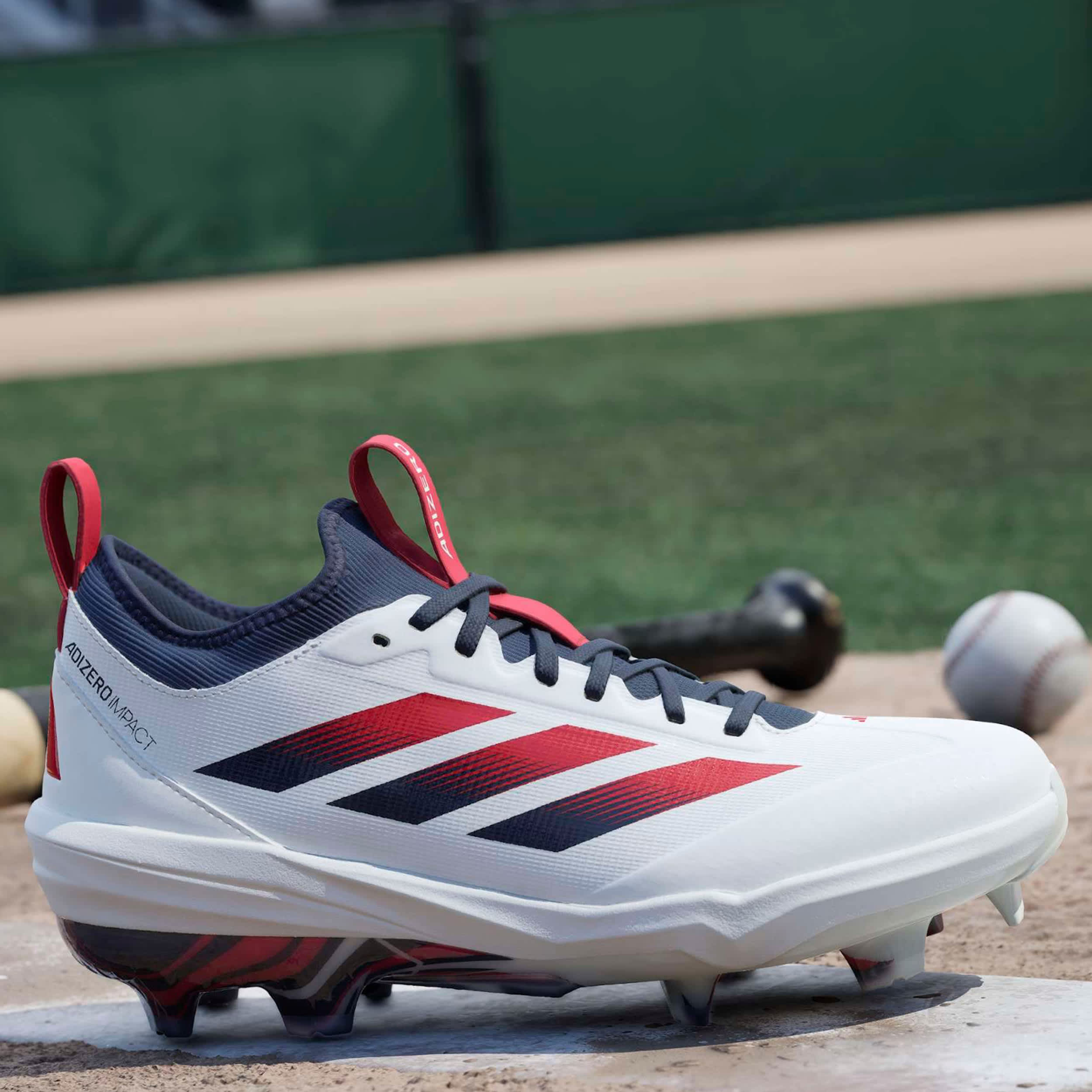 ADIDAS-UNISEX ADIZERO IMPACT 2.0 USA DUGOUT SHOES-WHITE & NAVY