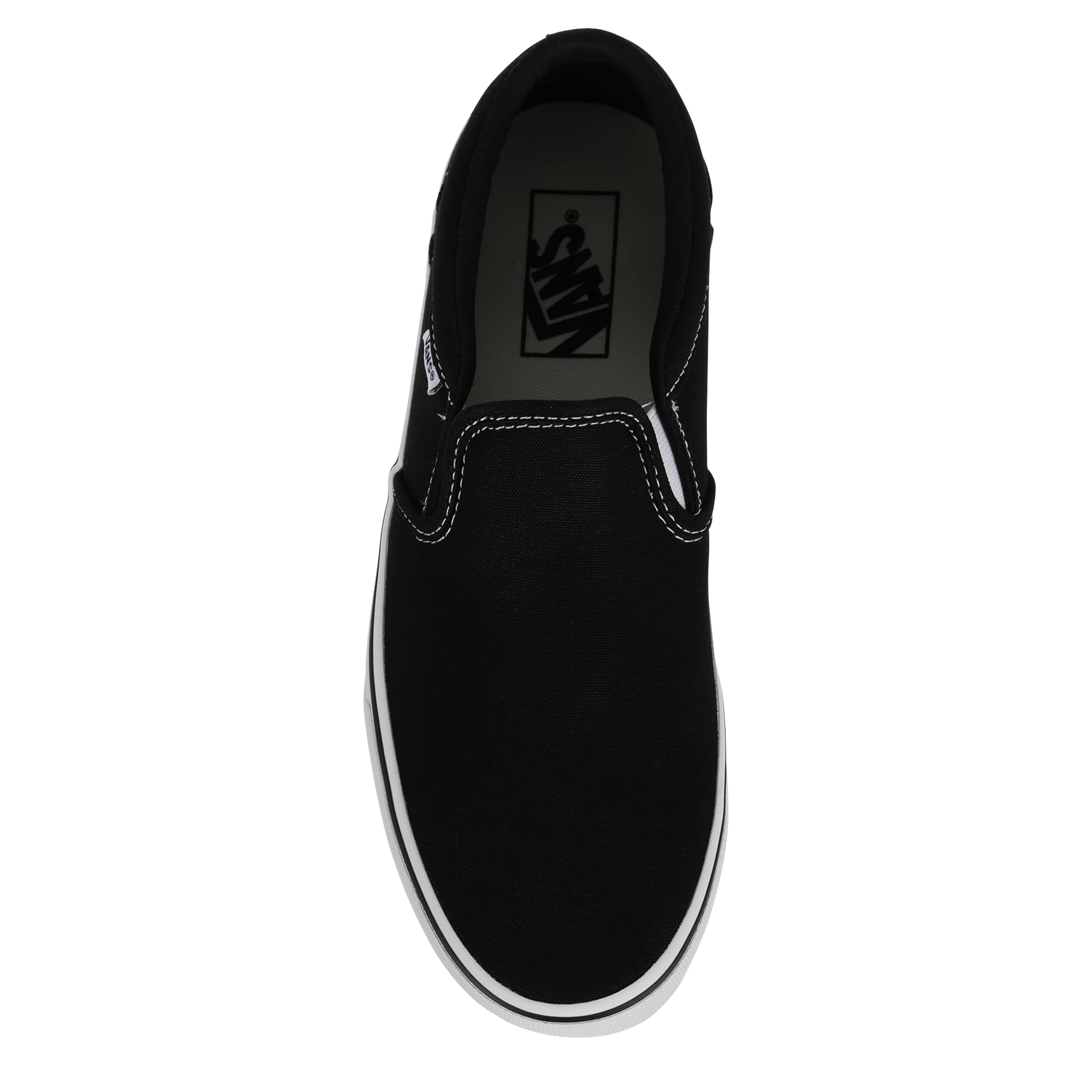 VANS-MENS ASHER SLIP ON SNEAKER-BLACK & WHITE