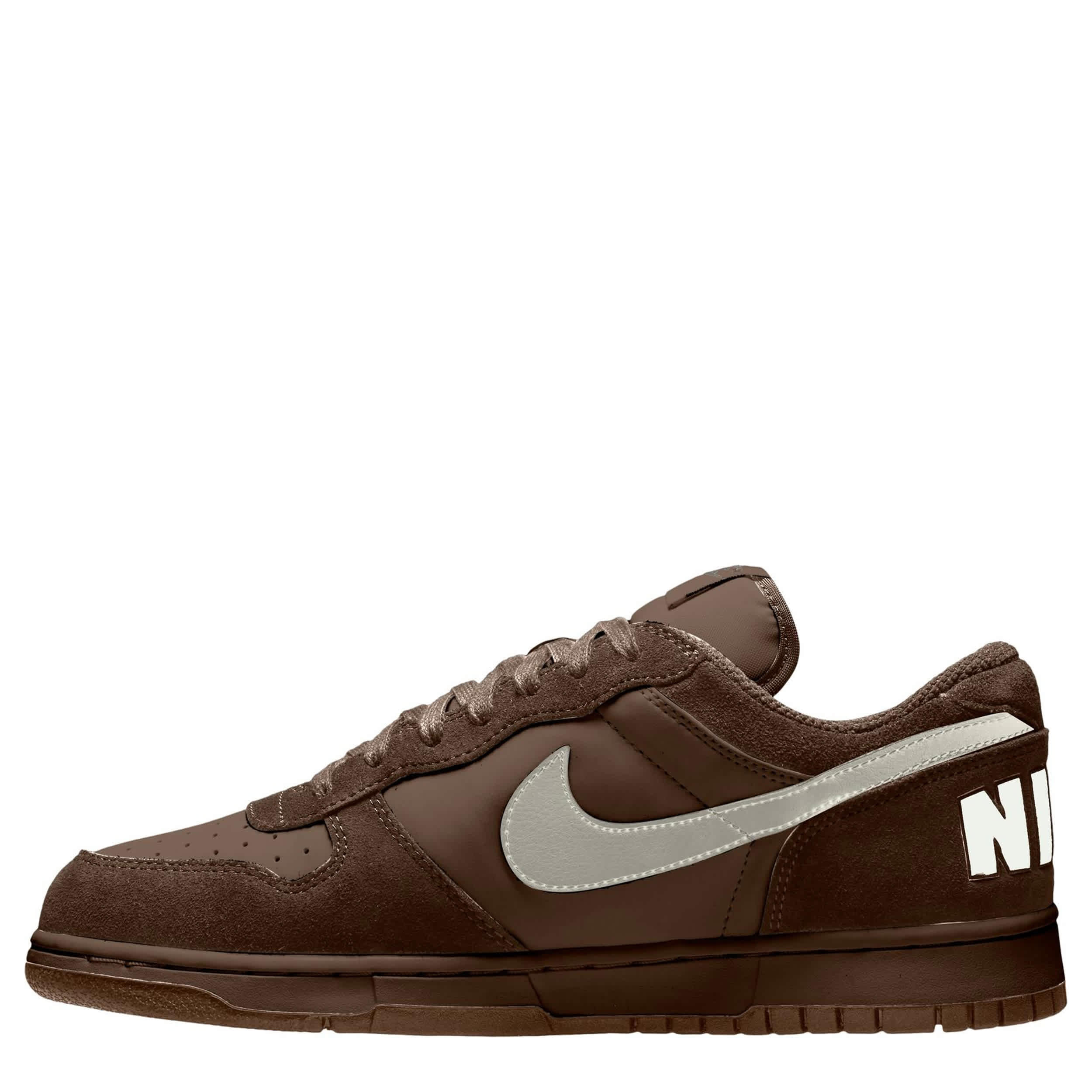NIKE-MENS BIG NIKE LOW SNEAKER-TAN & WHITE