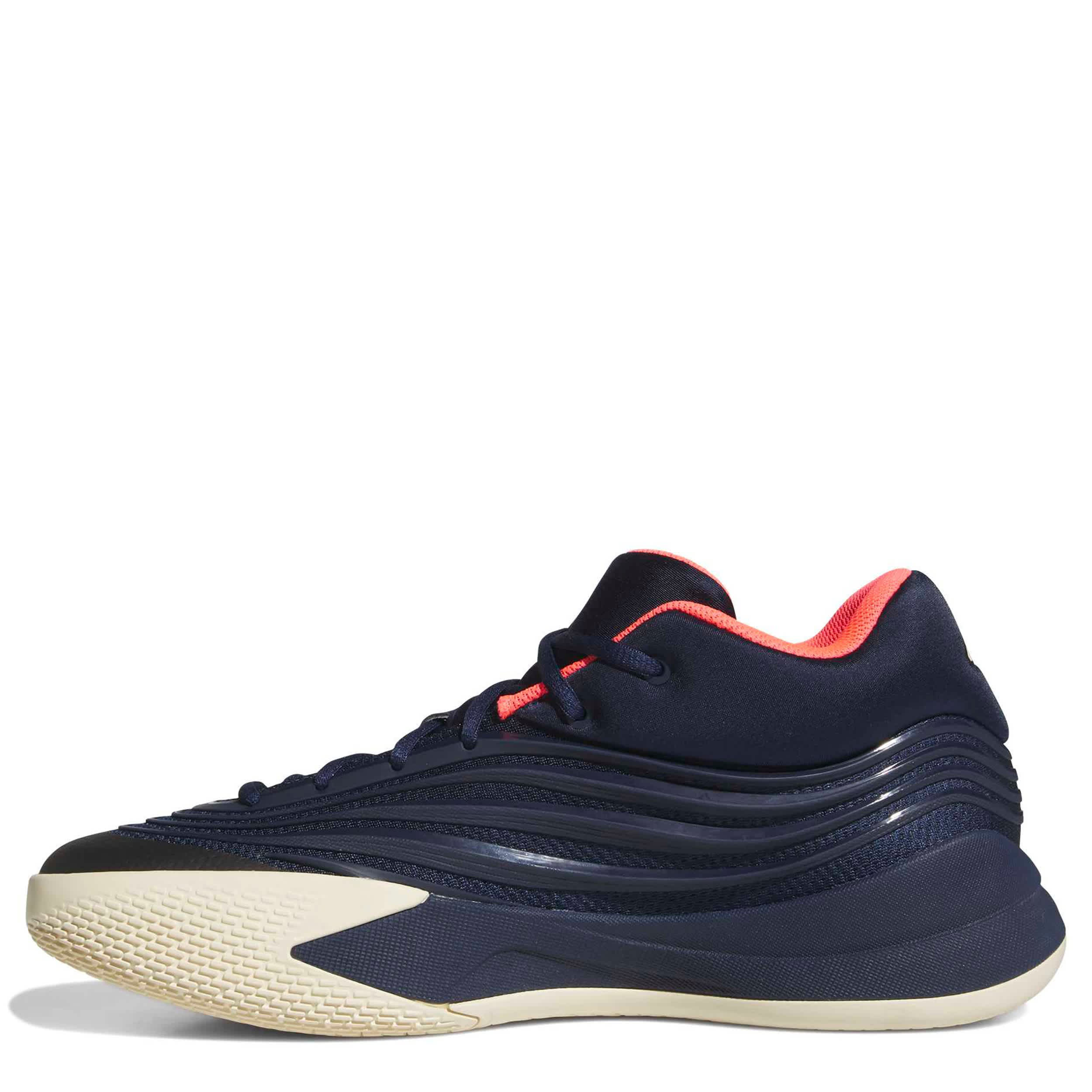 ADIDAS-MENS DAME X BASKETBALL SHOE-NAVY & OFF WHITE
