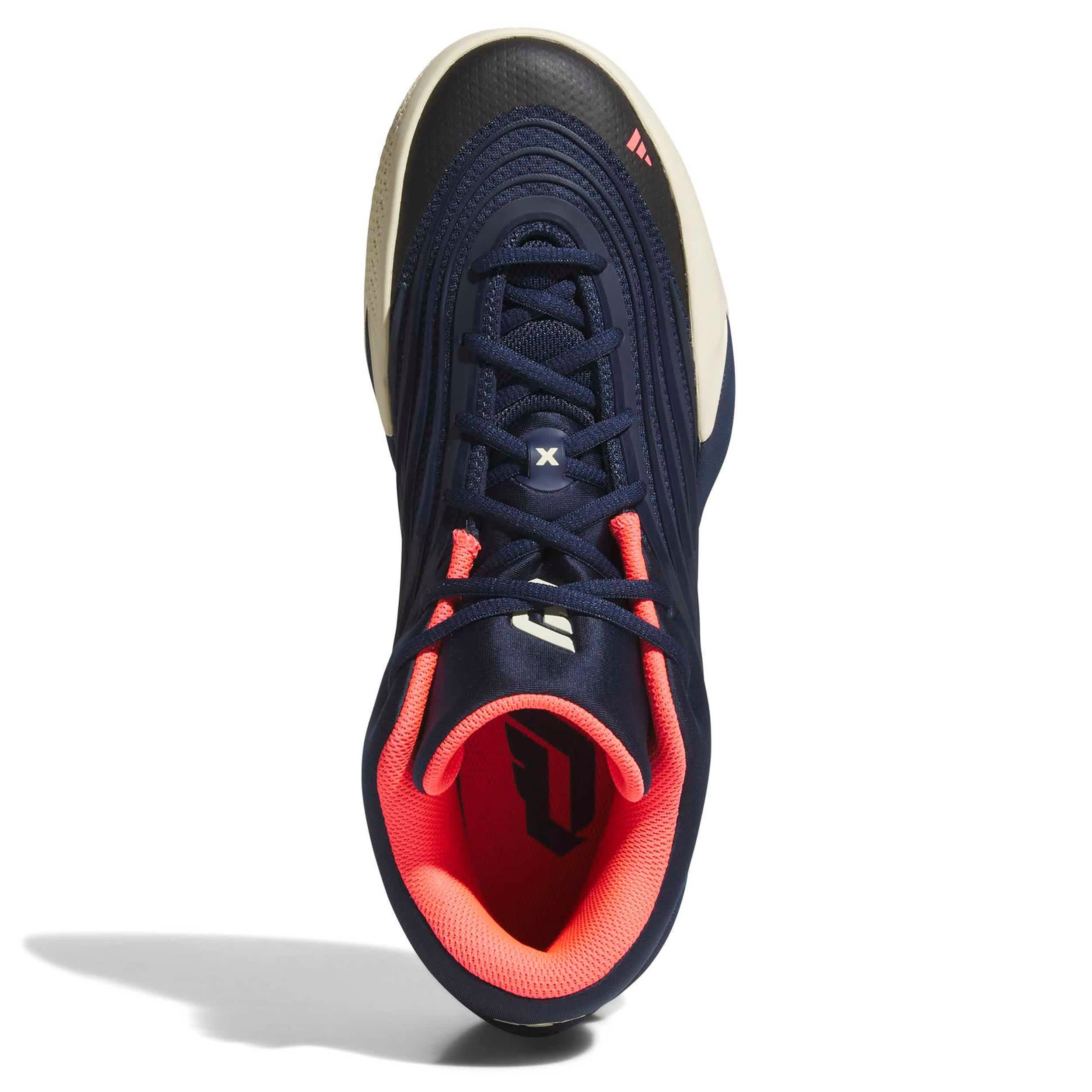 ADIDAS-MENS DAME X BASKETBALL SHOE-NAVY & OFF WHITE