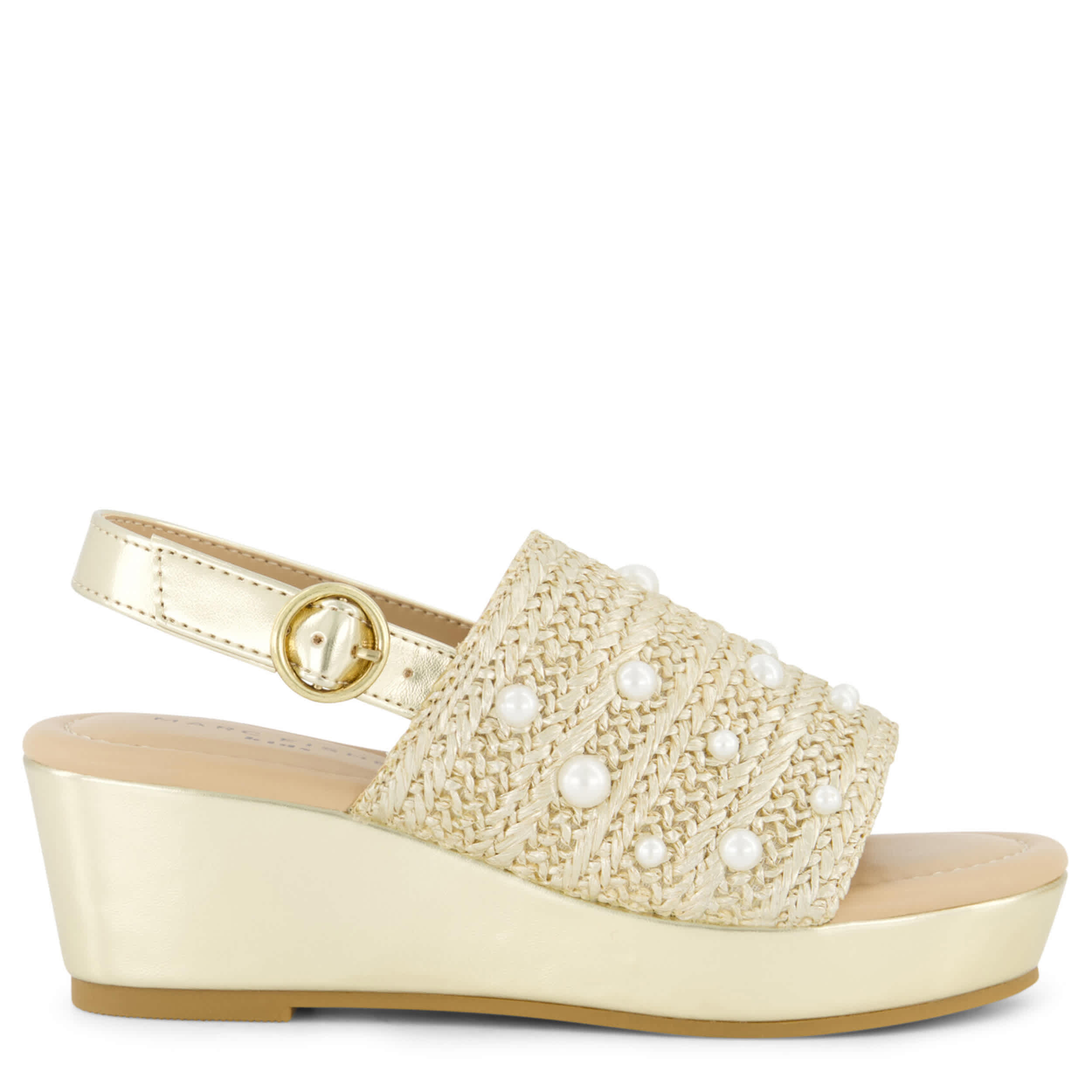 MARC FISHER-GIRLS LITTLE-BIG KID MARREN WEAVE WEDGE SANDAL-CHAMPAGNE & 