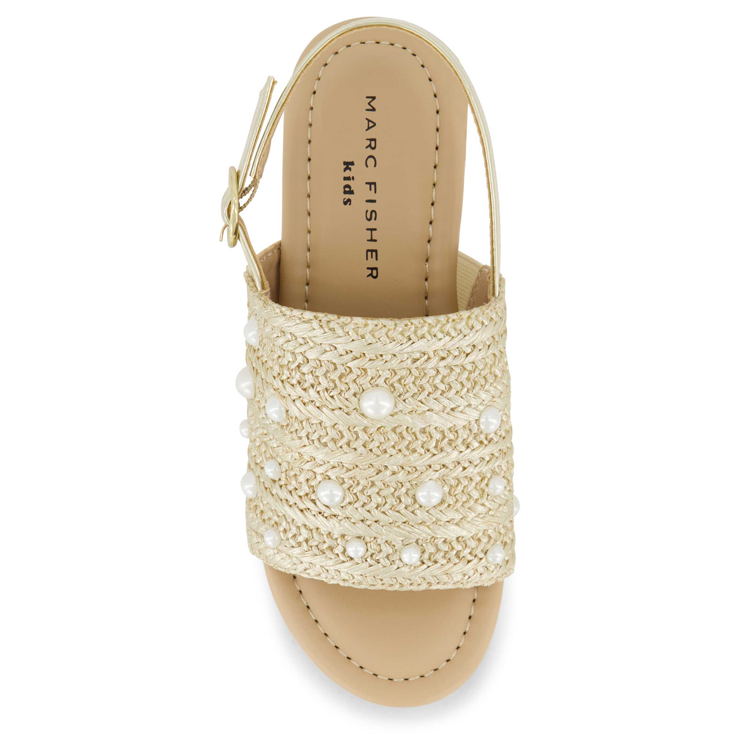 MARC FISHER-GIRLS LITTLE-BIG KID MARREN WEAVE WEDGE SANDAL-CHAMPAGNE & 