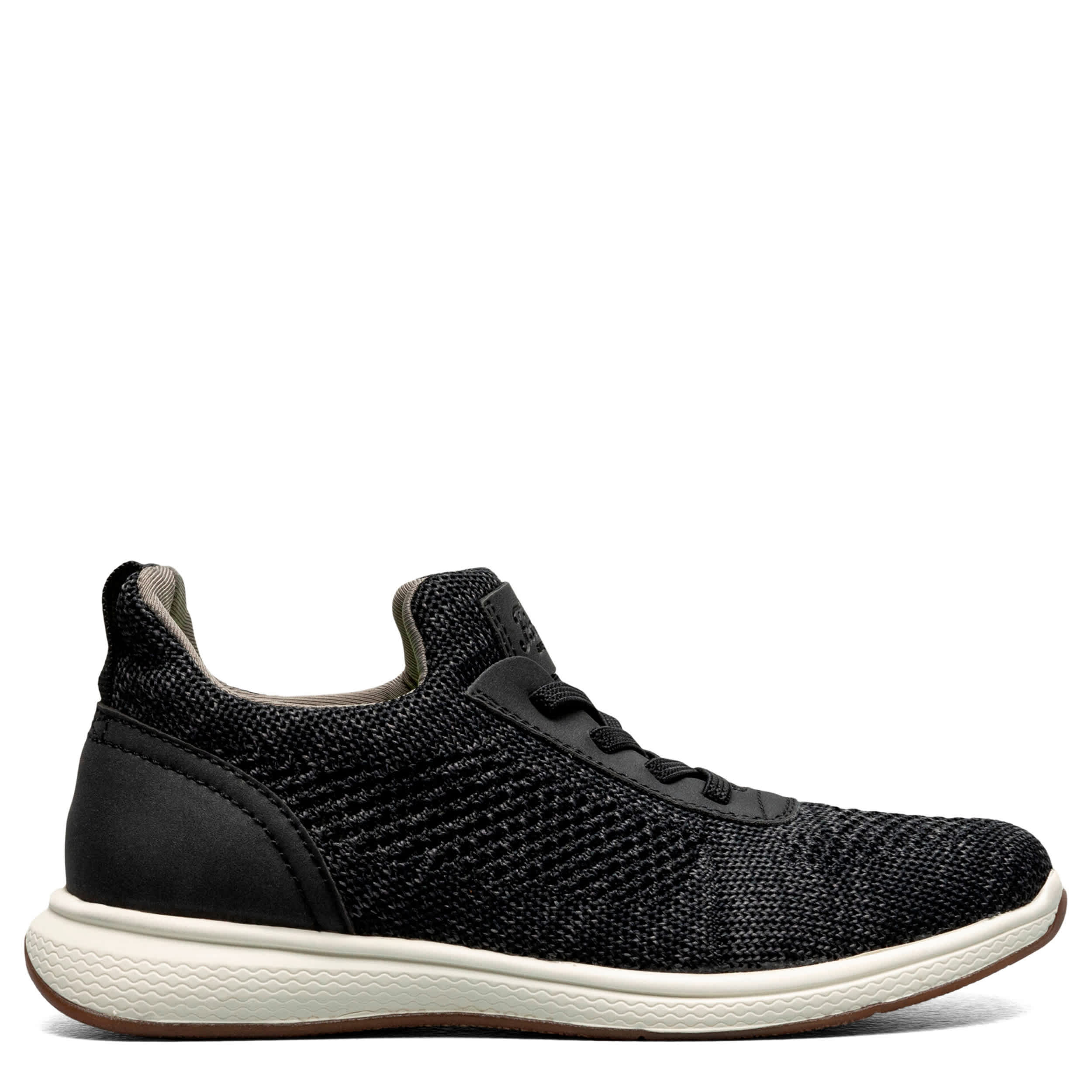 FLORSHEIM-BOYS SATELLITE KNIT ELASTIC LACE SLIP JR SNEAKER-BLACK & 
