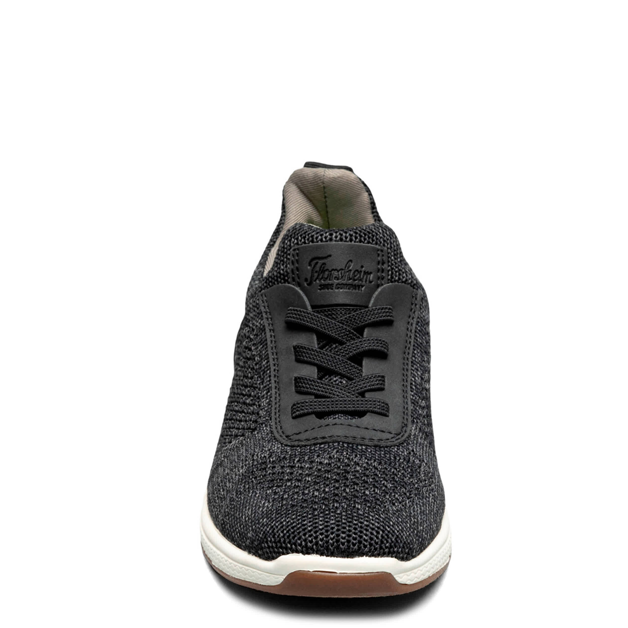 FLORSHEIM-BOYS SATELLITE KNIT ELASTIC LACE SLIP JR SNEAKER-BLACK & 