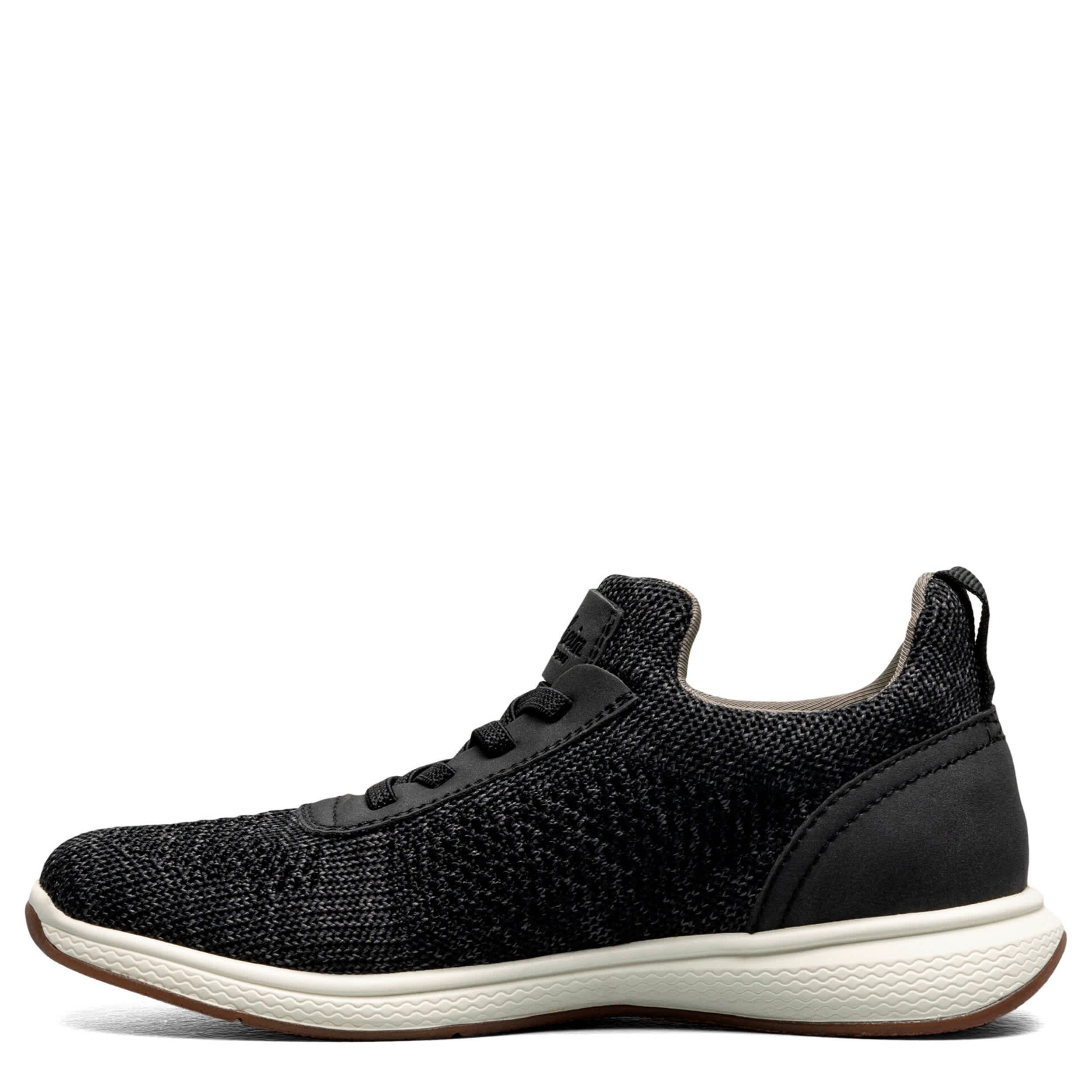 FLORSHEIM-BOYS SATELLITE KNIT ELASTIC LACE SLIP JR SNEAKER-BLACK & 