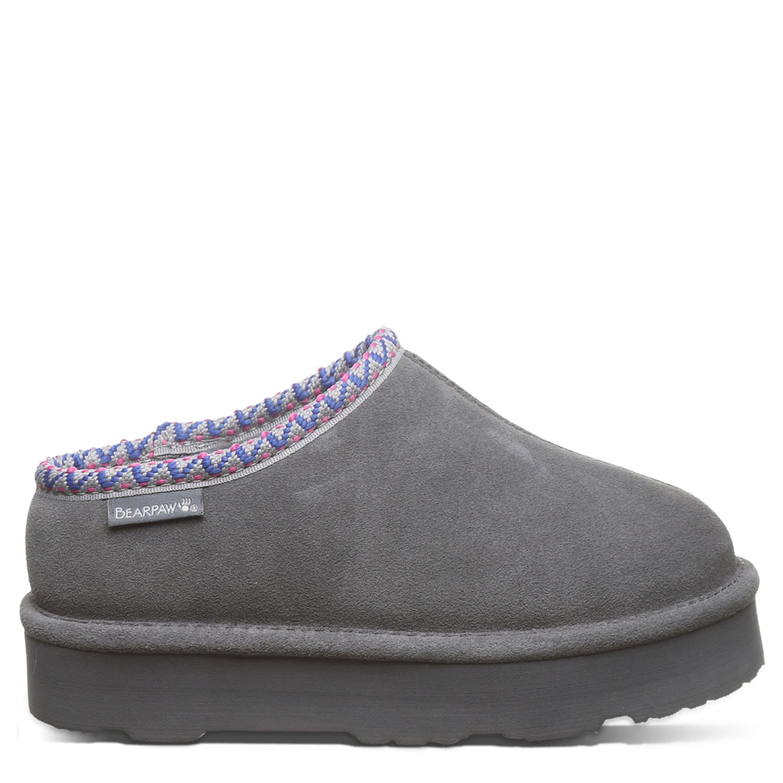 BEARPAW GIRLS LITTLE-BIG KID MARTIS YOUTH PLATFORM SLIPPER - GREY
