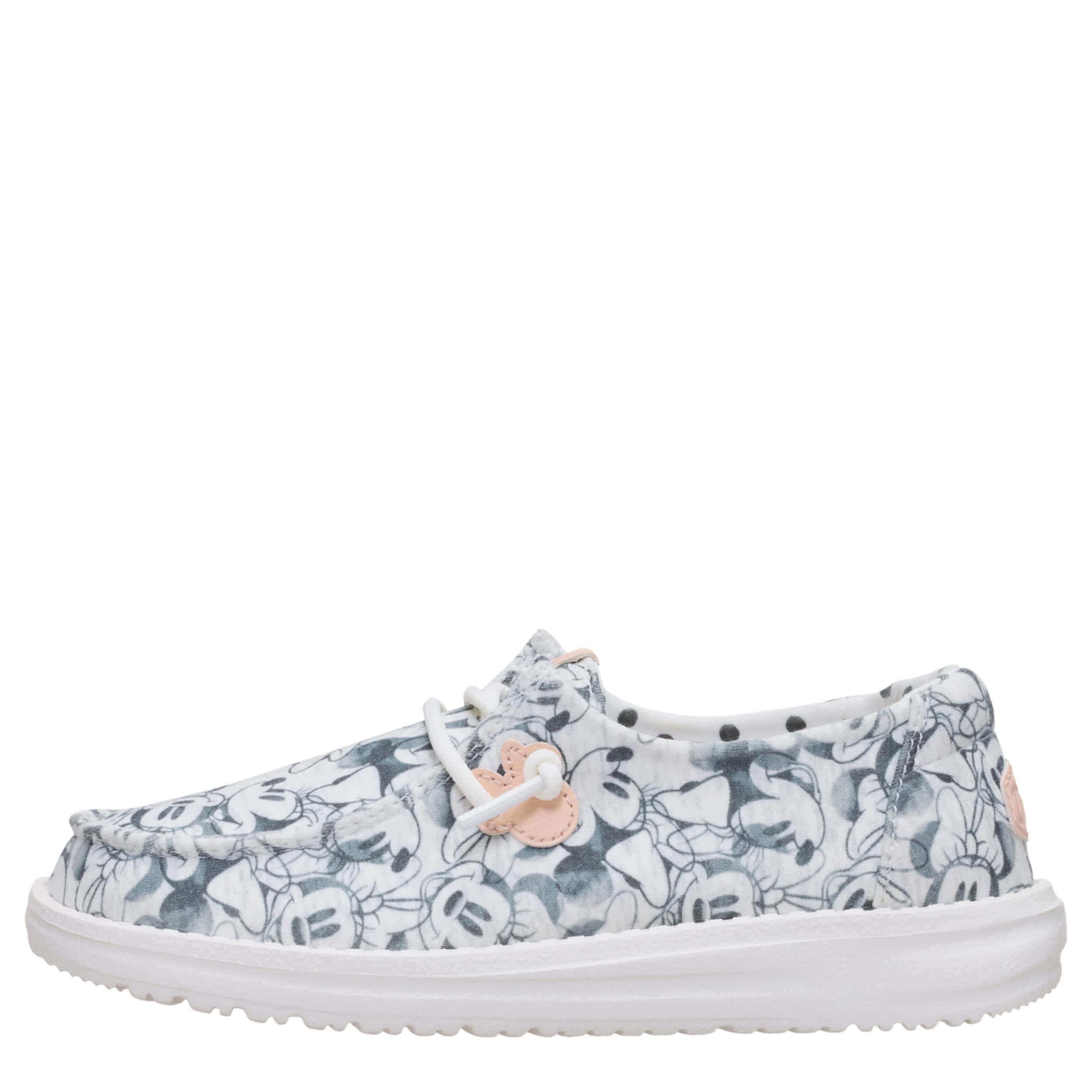 HEYDUDE-GIRLS WENDY YOUTH MINNIE MOUSE SLIP ON SNEAKER-GREY & PINK