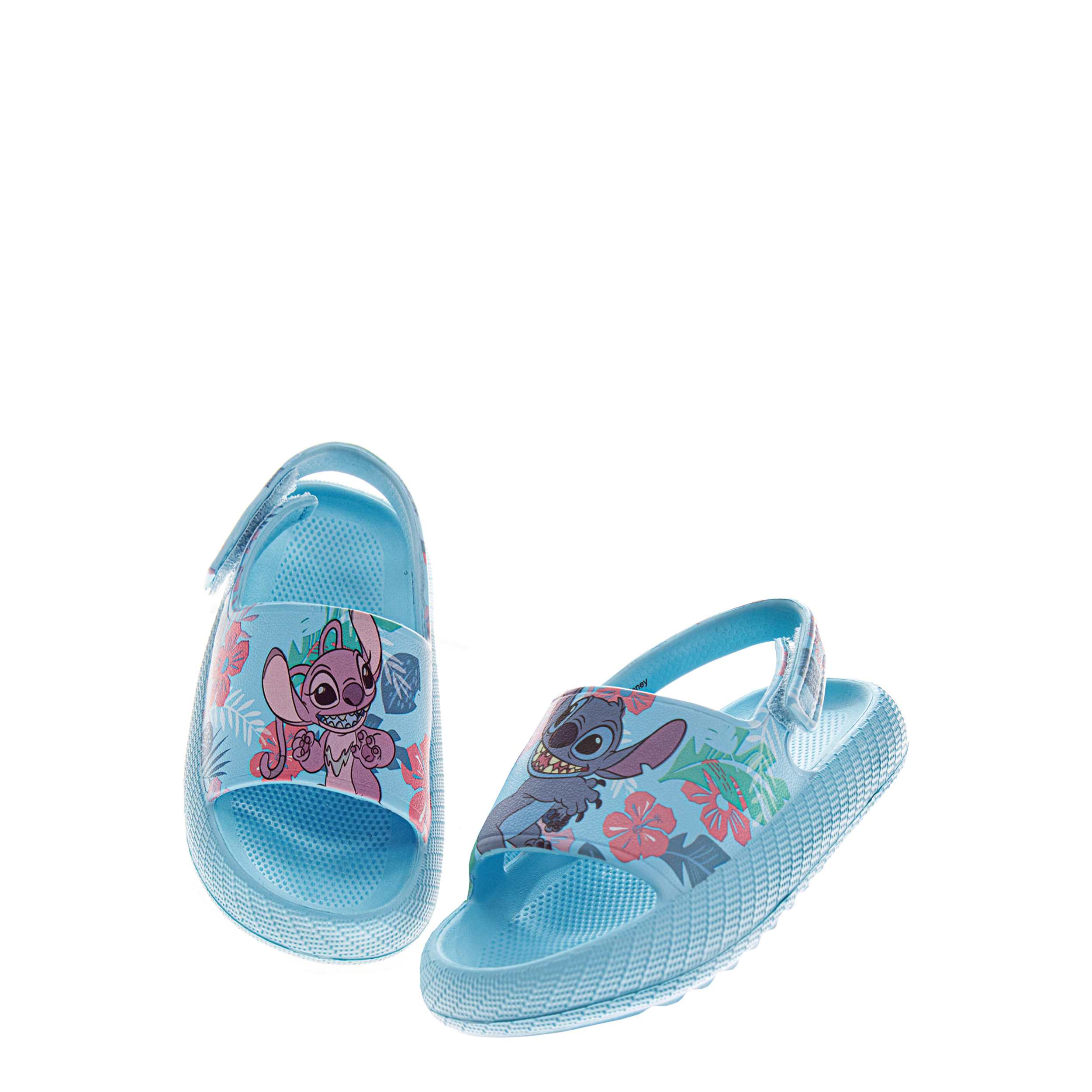 DISNEY-GIRLS TODDLER-LITTLE KID STITCH AND ANGEL SLIDE SANDAL-BLUE & 
