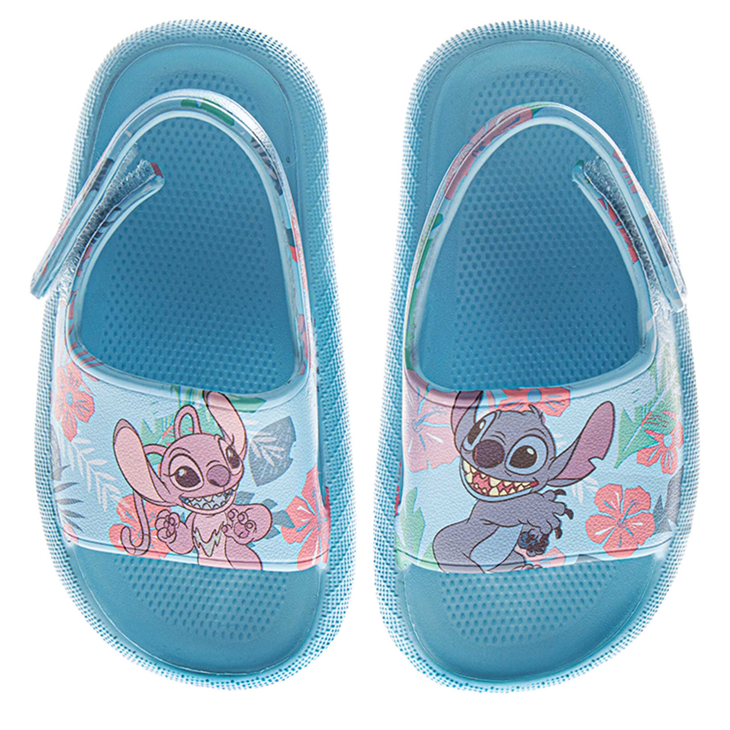 DISNEY-GIRLS TODDLER-LITTLE KID STITCH AND ANGEL SLIDE SANDAL-BLUE & 
