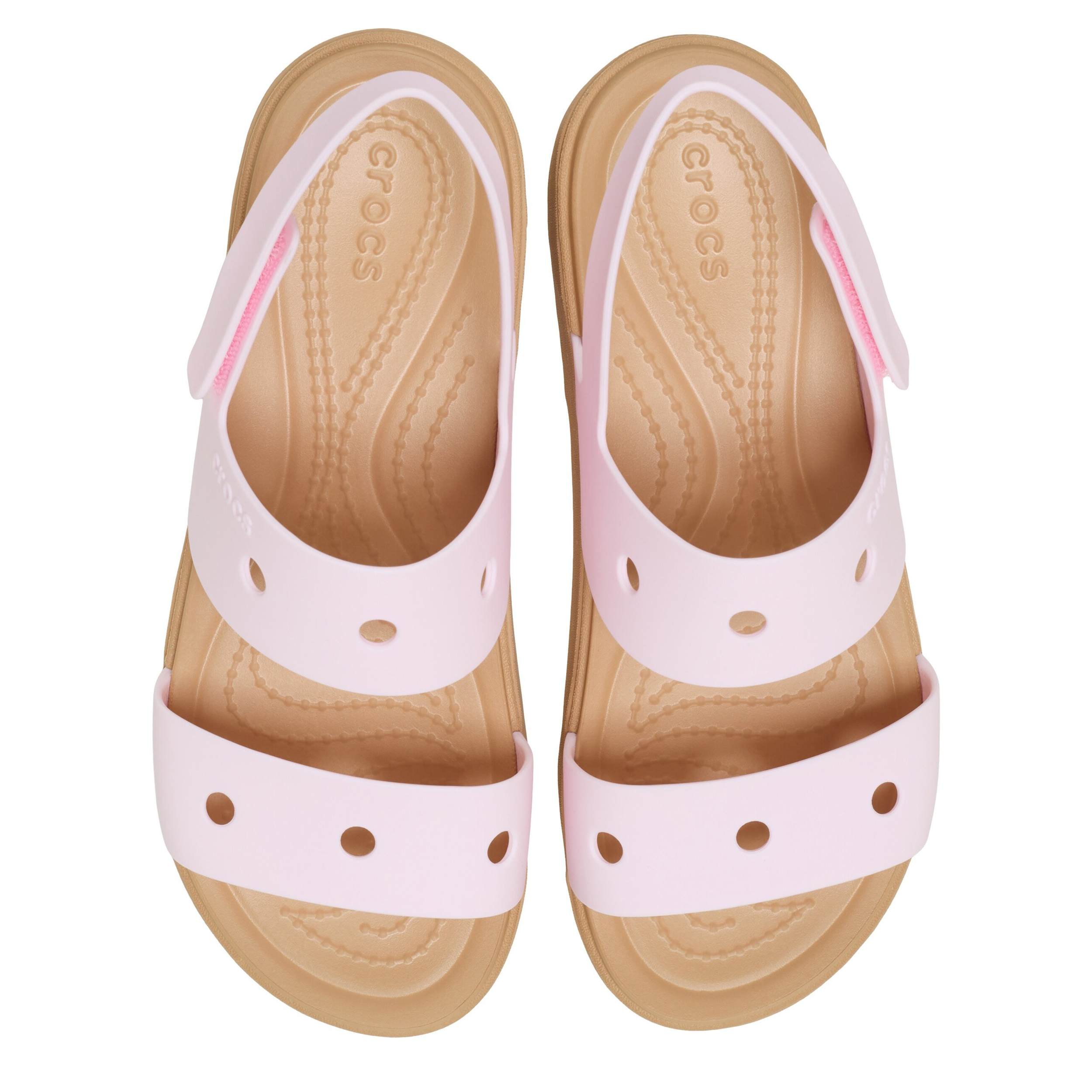 CROCS-GIRLS LITTLE-BIG KID BROOKLYN SANDAL-PINK & TAN