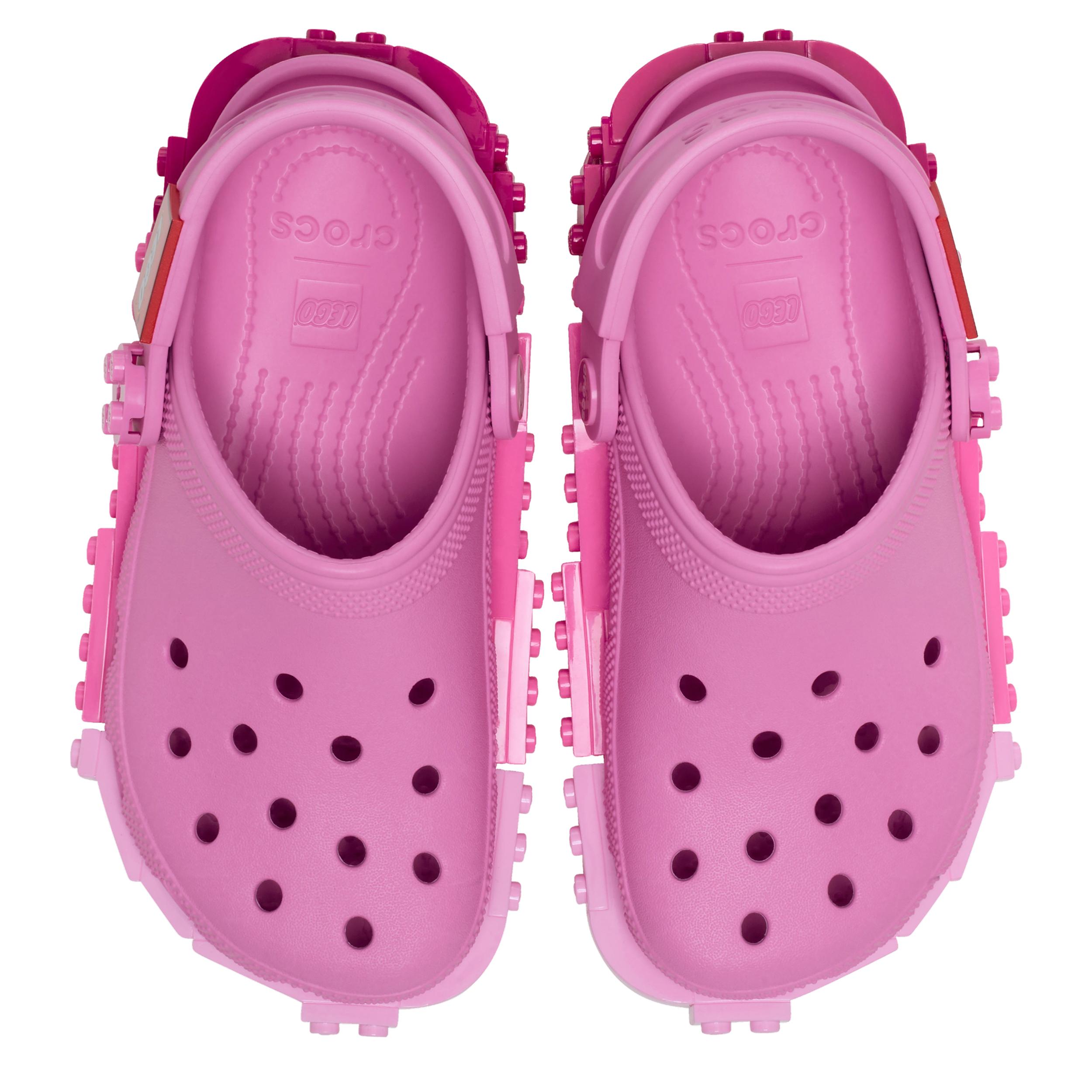 CROCS-GIRLS LITTLE BIG KID LEGO CLASSIC CLOG-PINK & WHITE