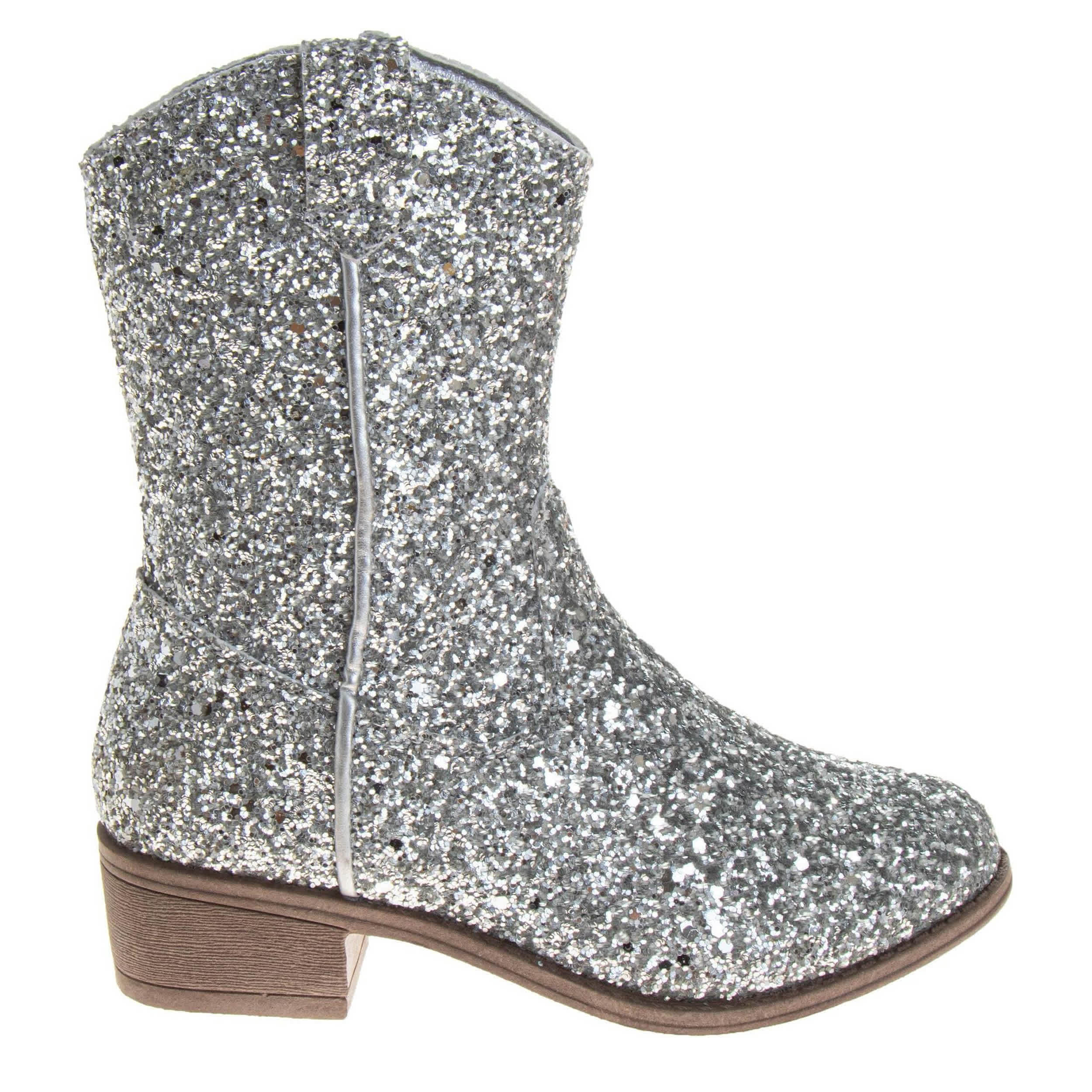 KENSIE GIRL-GIRLS LITTLE-BIG KID WESTERN DRESS BOOT-SILVER & 