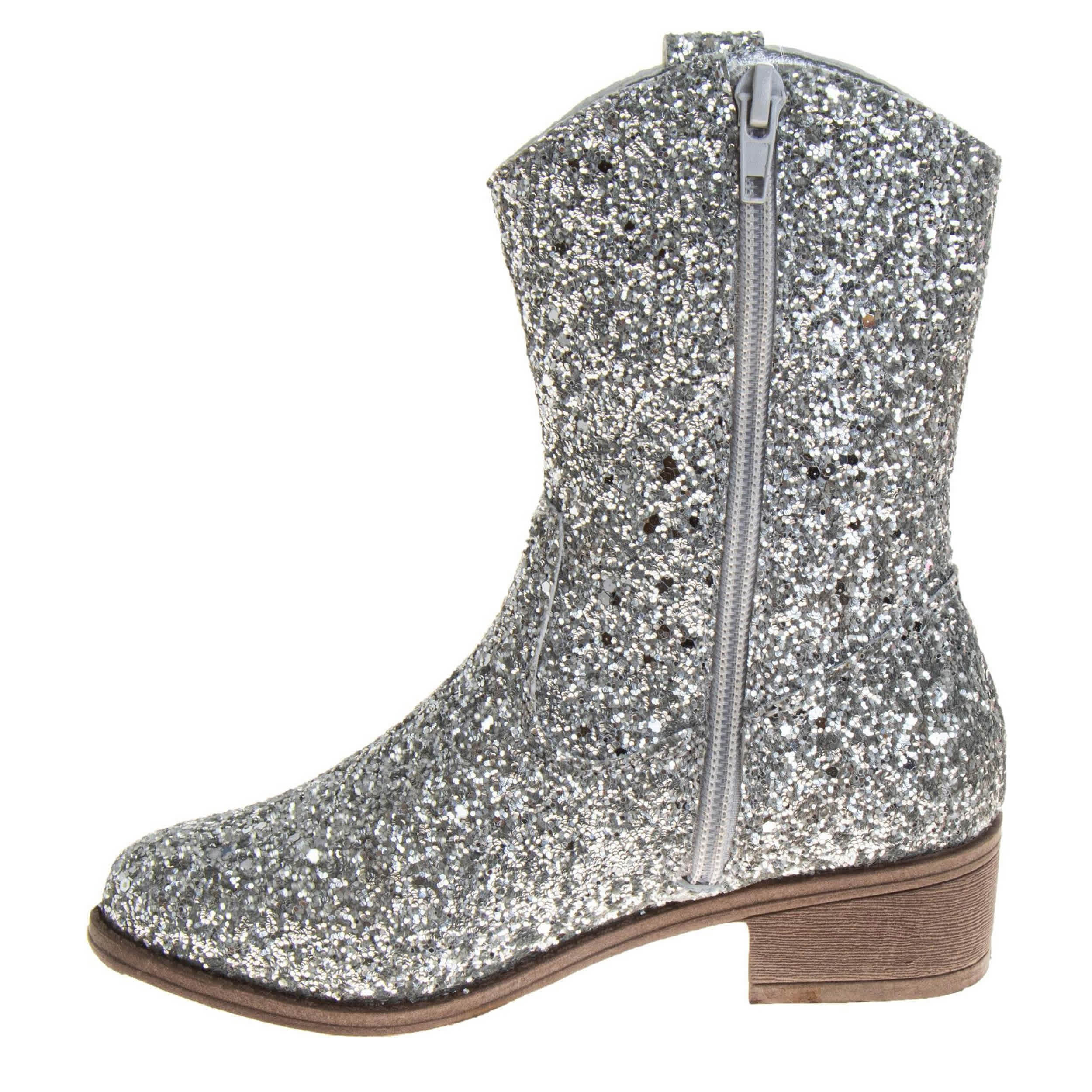 KENSIE GIRL-GIRLS LITTLE-BIG KID WESTERN DRESS BOOT-SILVER & 