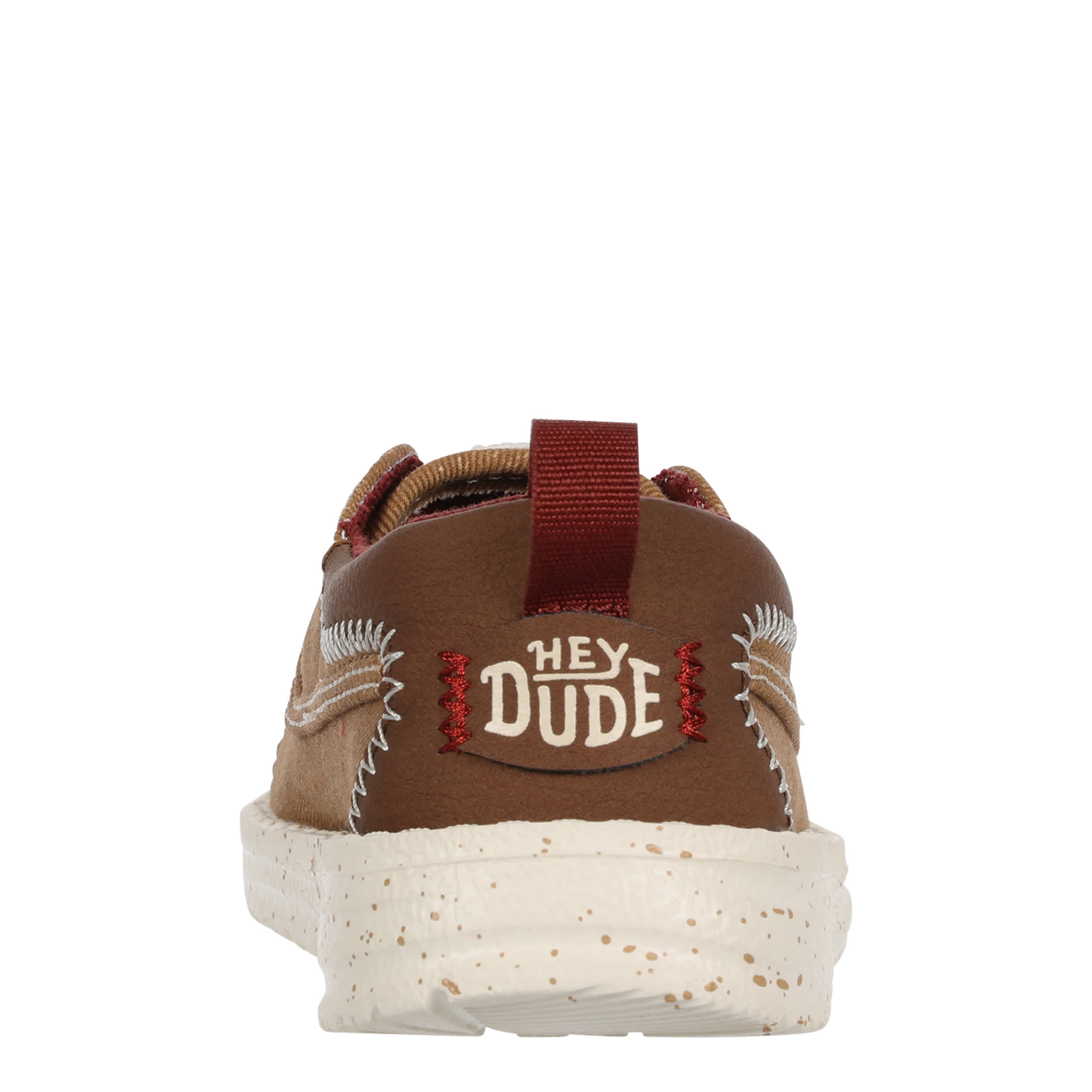 HEYDUDE-BOYS WALLY CRU CRAFTED VARSITY TODDLER SLIP ON SNEAKER-COGNAC & TAN