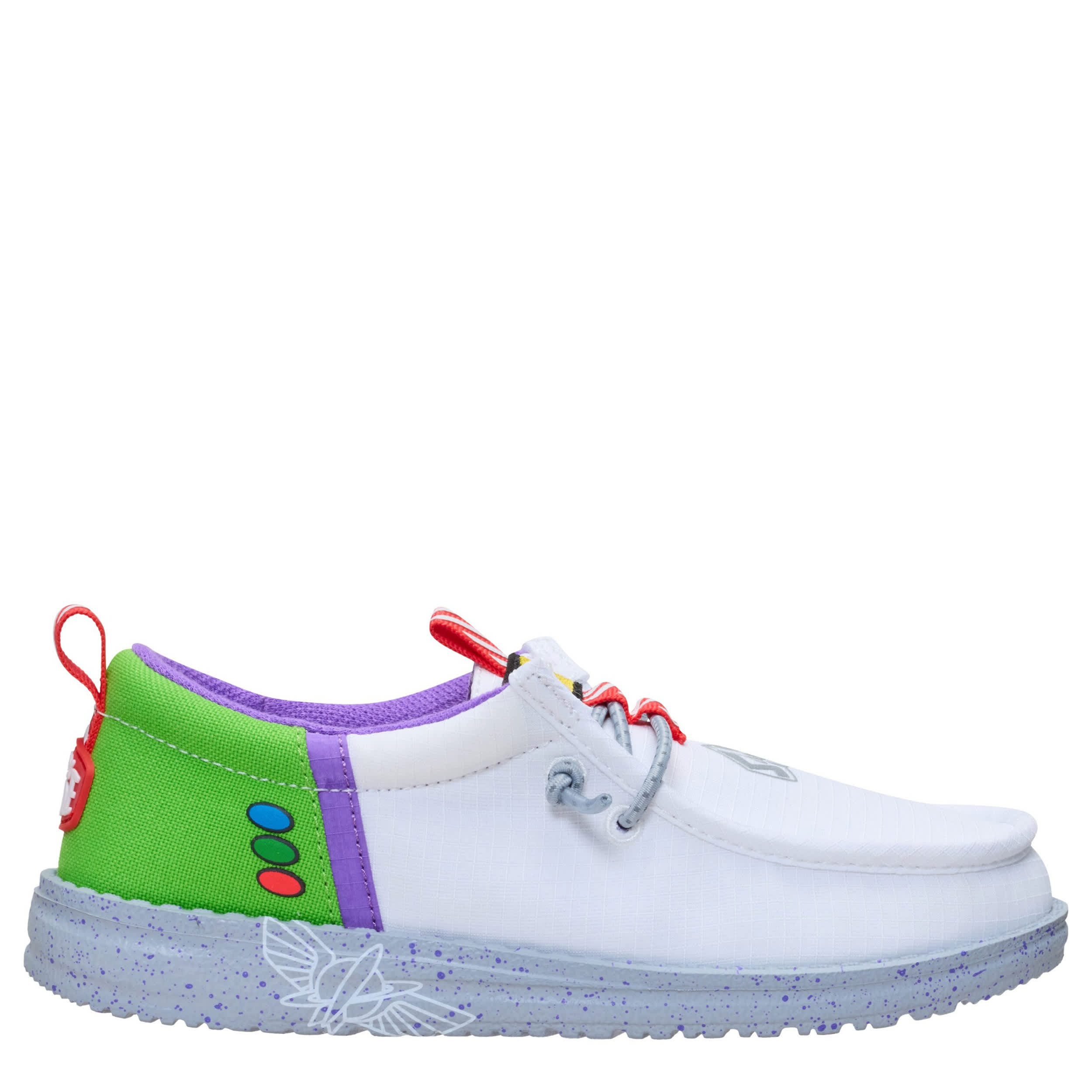 HEYDUDE-BOYS WALLY YOUTH BUZZ SLIP ON SNEAKER-WHITE & GREEN