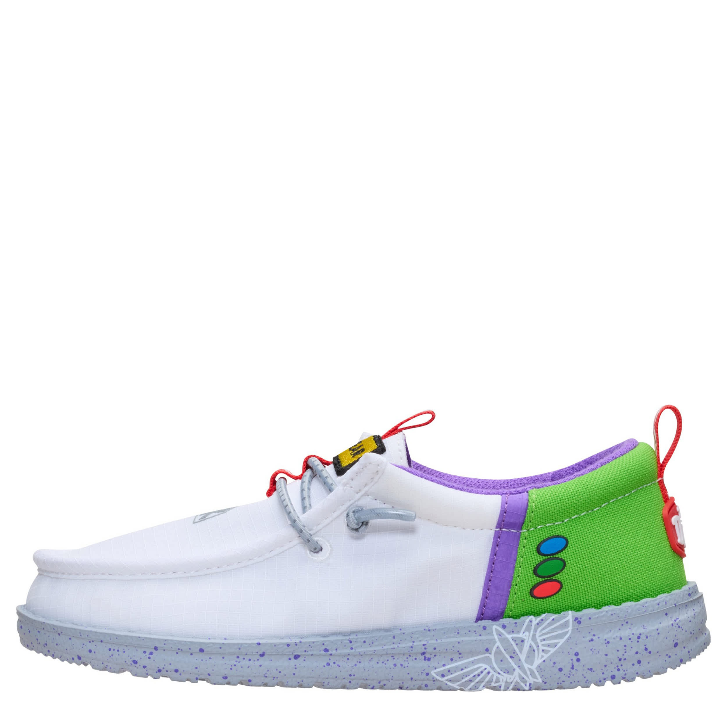 HEYDUDE-BOYS WALLY YOUTH BUZZ SLIP ON SNEAKER-WHITE & GREEN