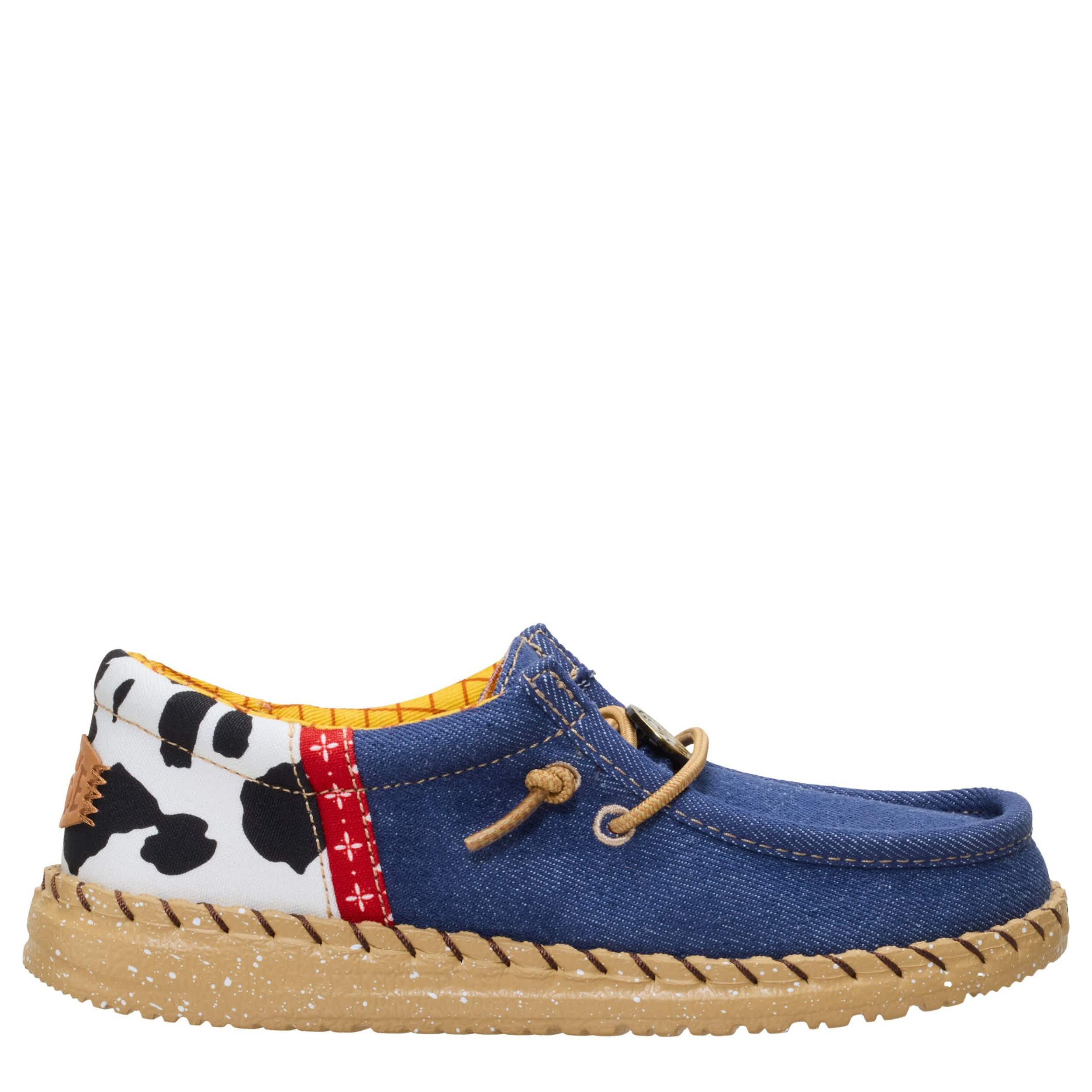 HEYDUDE-BOYS WALLY YOUTH WOODY SLIP ON SNEAKER-DENIM & TAN