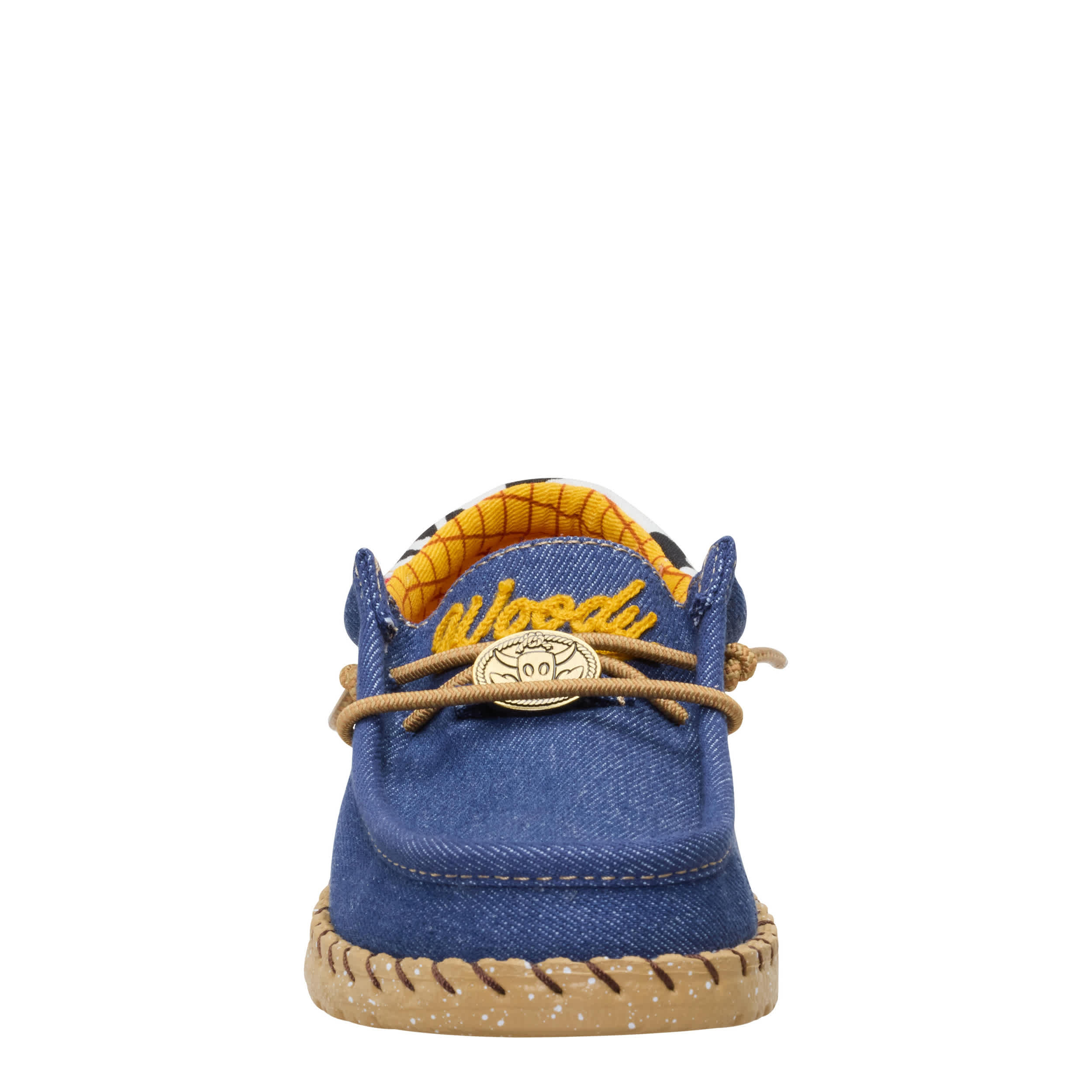 HEYDUDE-BOYS WALLY YOUTH WOODY SLIP ON SNEAKER-DENIM & TAN