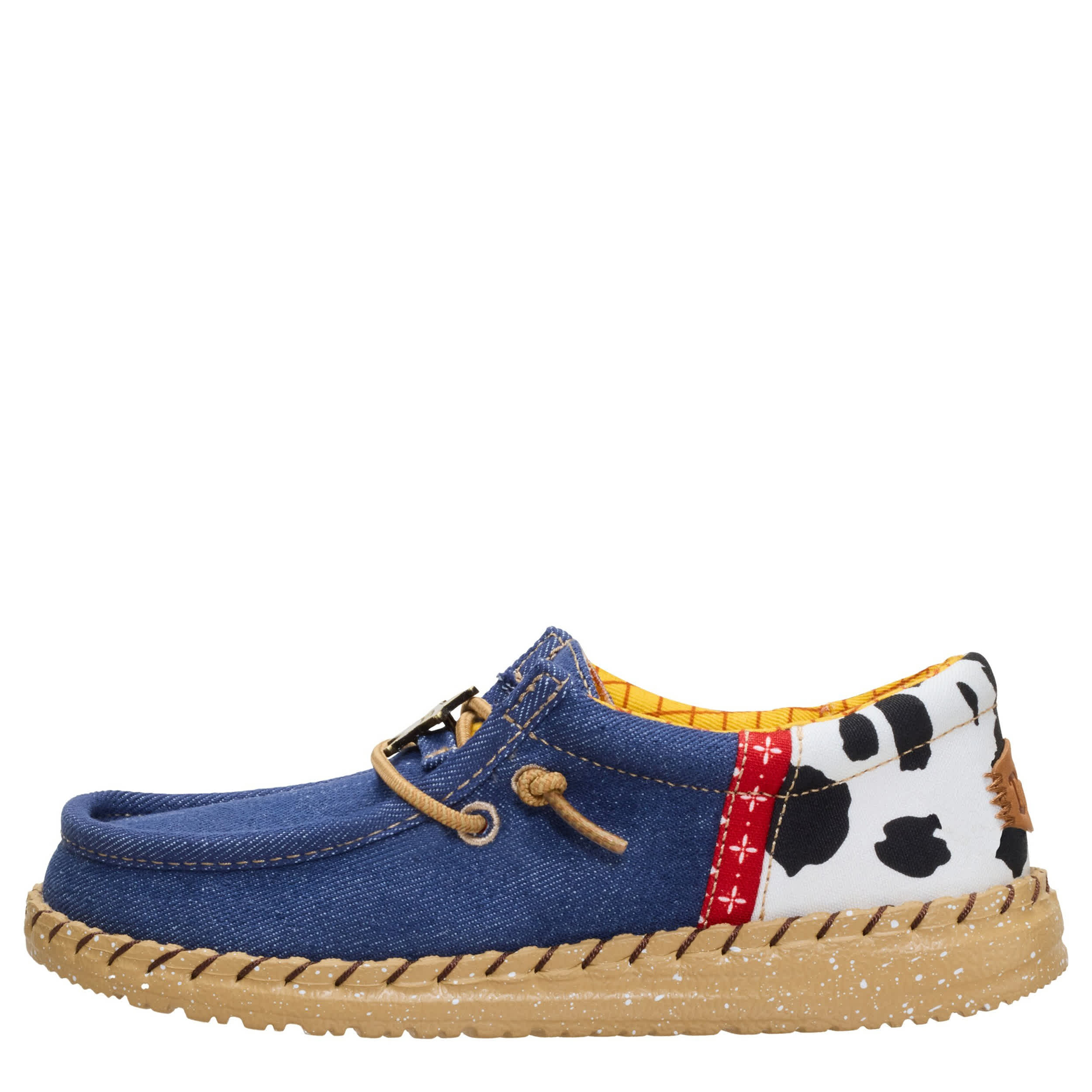 HEYDUDE-BOYS WALLY YOUTH WOODY SLIP ON SNEAKER-DENIM & TAN