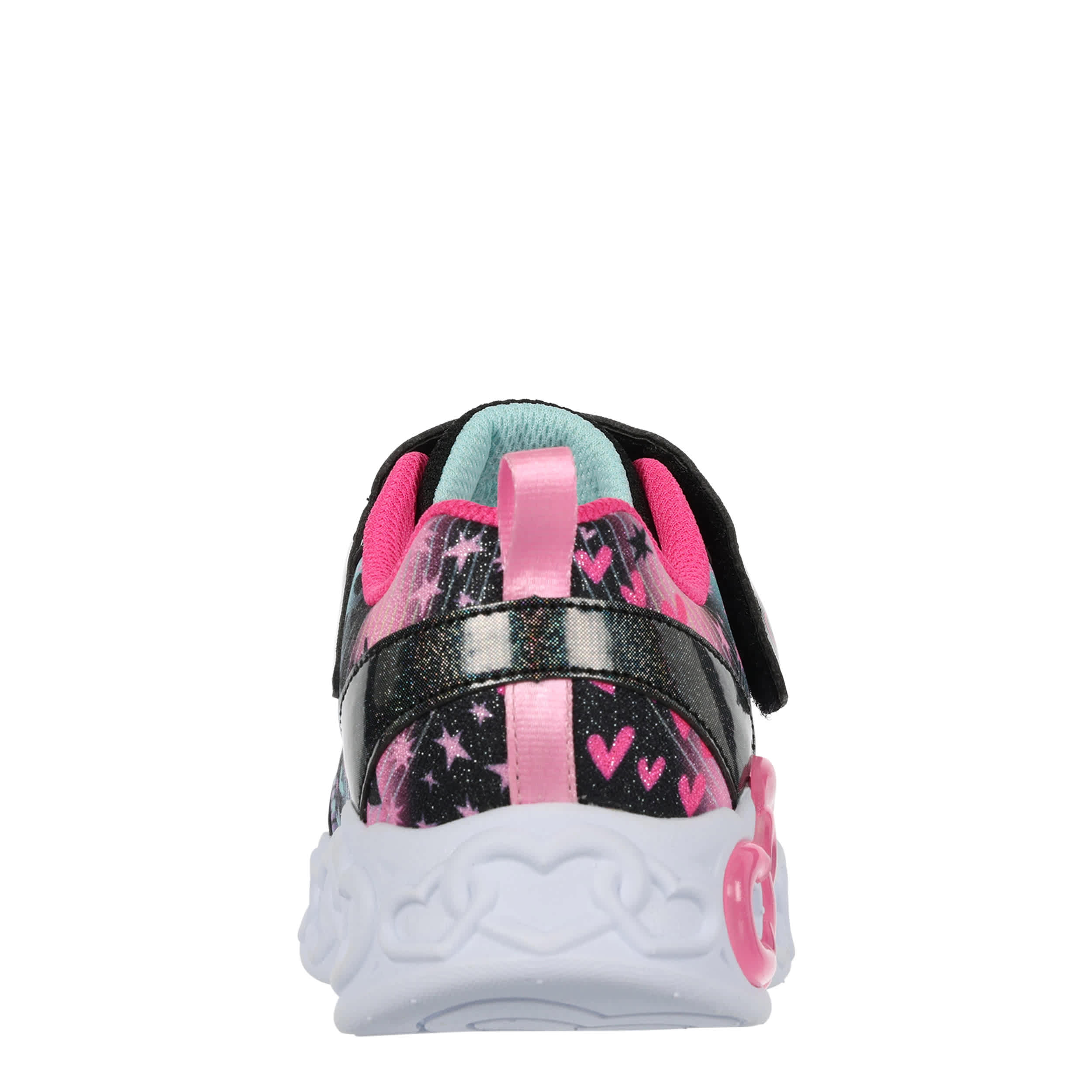 SKECHERS-GIRLS LITTLE KID HEART LIGHTS LIGHT UP SNEAKER-BLACK & PINK