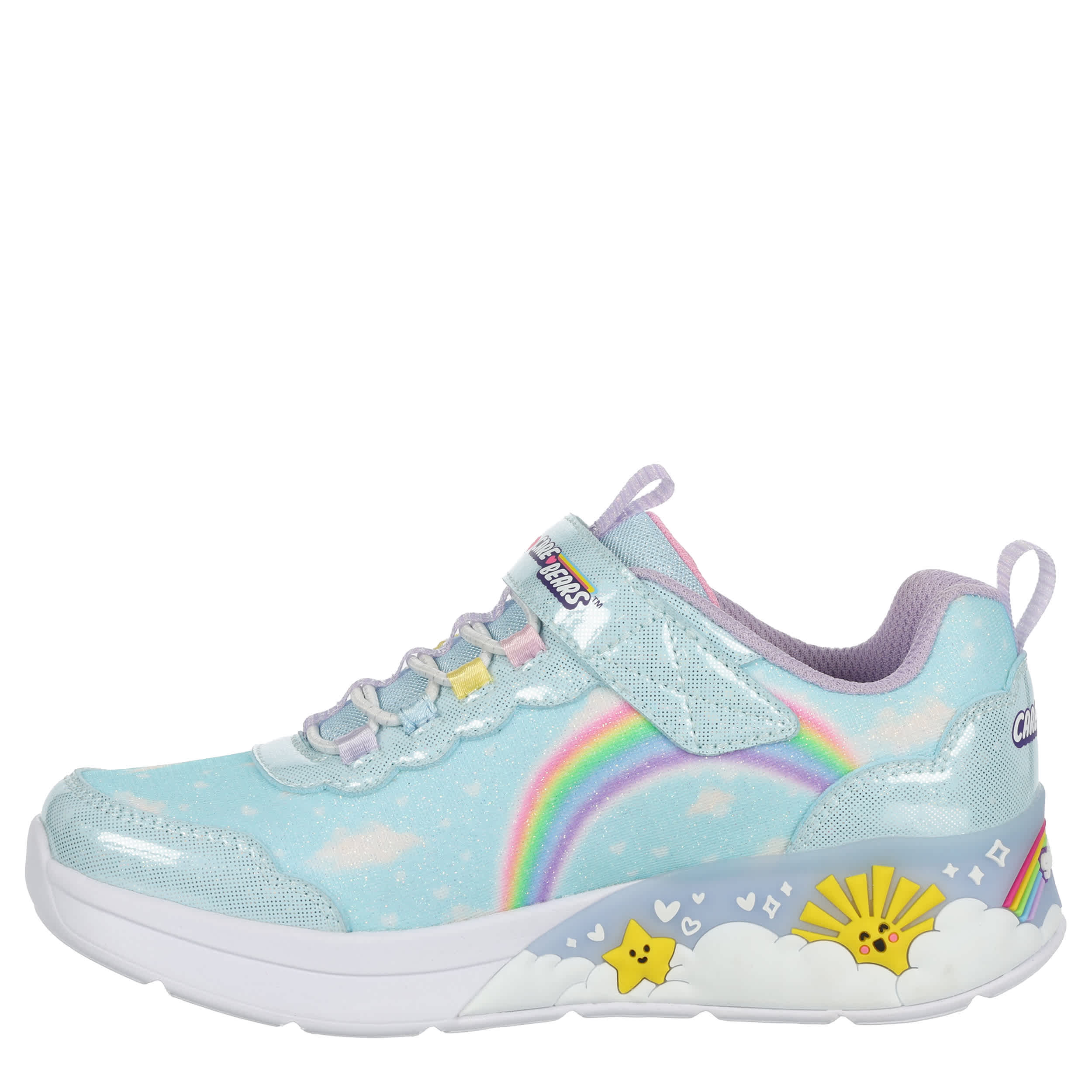 SKECHERS-GIRLS LITTLE-BIG KID HUGS N SNUGS LIGHT UP SNEAKER-LIGHT BLUE & MULTICOLOR