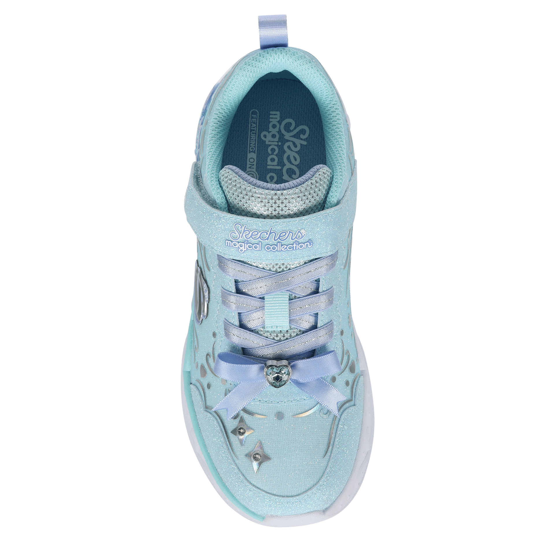 SKECHERS-GIRLS LITTLE KID PRINCESS STEPS LIGHT UP SNEAKER-LIGHT BLUE & 