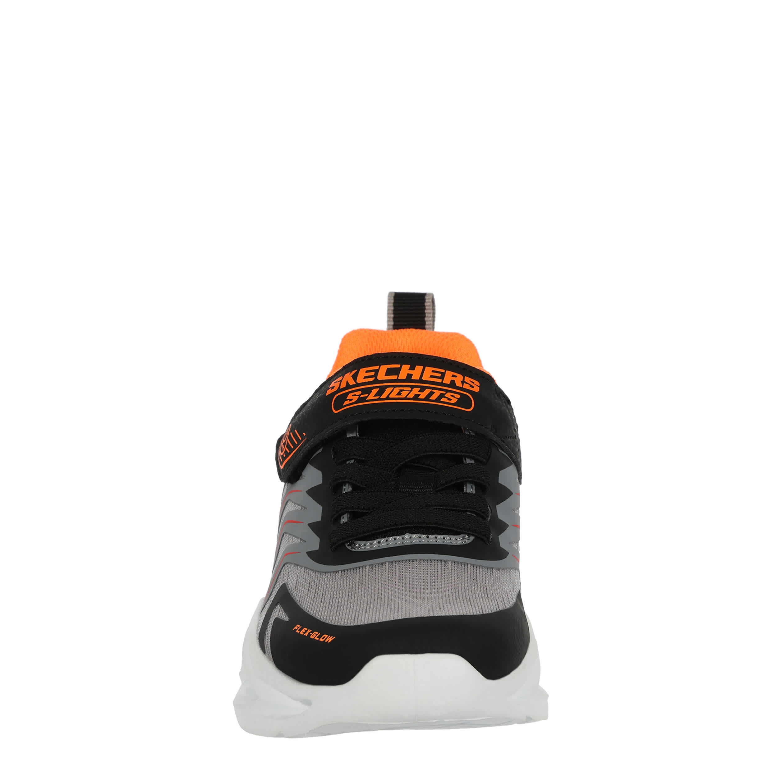 SKECHERS-BOYS LITTLE-BIG KID FLEX-GLOW ULTRA LIGHT UP SNEAKER-GREY & ORANGE