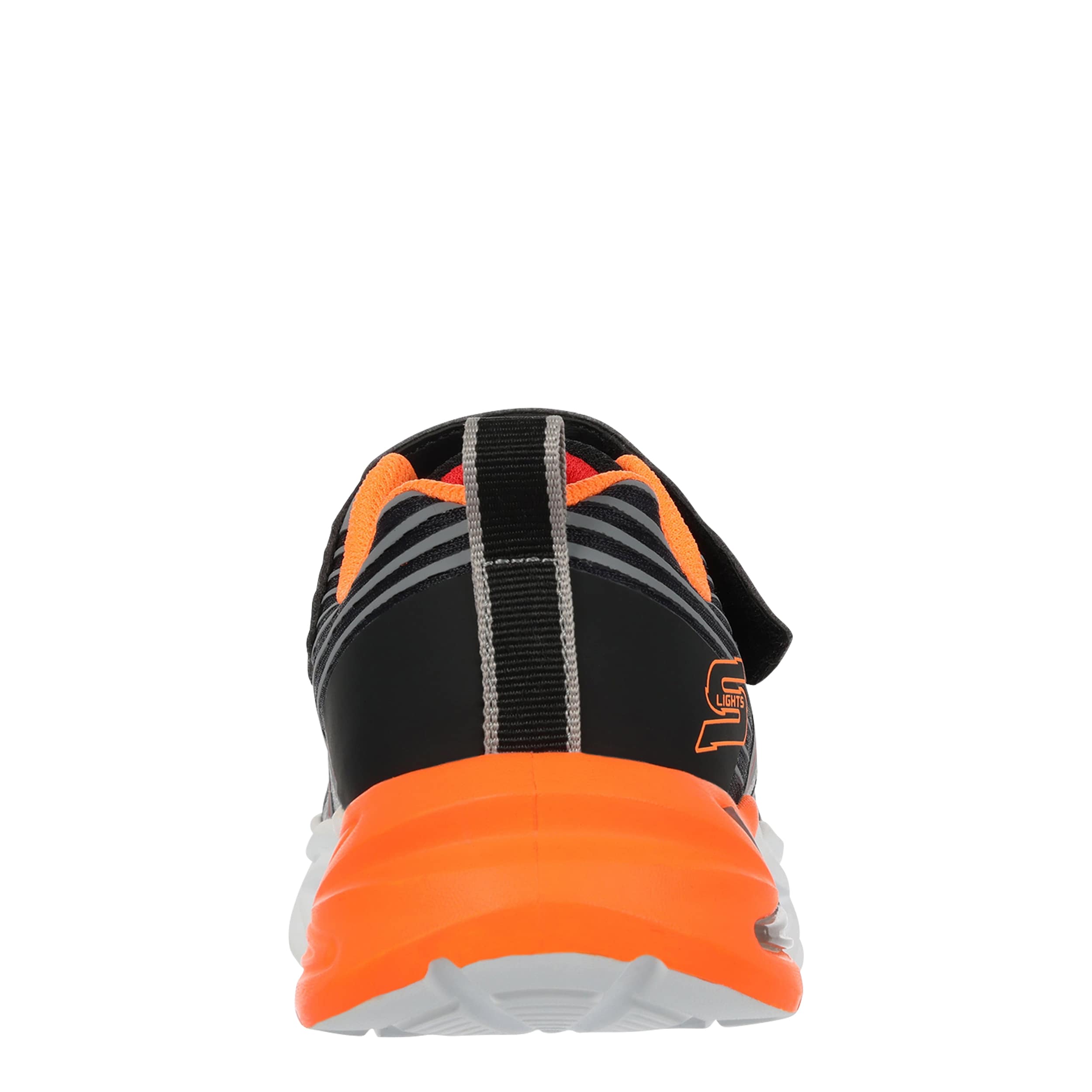 SKECHERS-BOYS LITTLE-BIG KID FLEX-GLOW ULTRA LIGHT UP SNEAKER-GREY & ORANGE