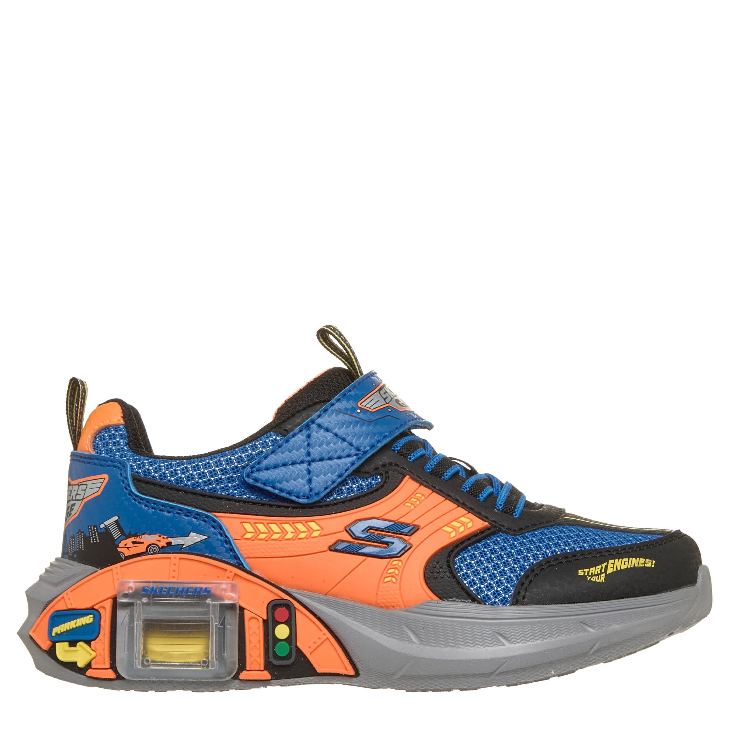 SKECHERS-BOYS LITTLE-BIG KID GARAGE SNEAKER-BLUE & ORANGE